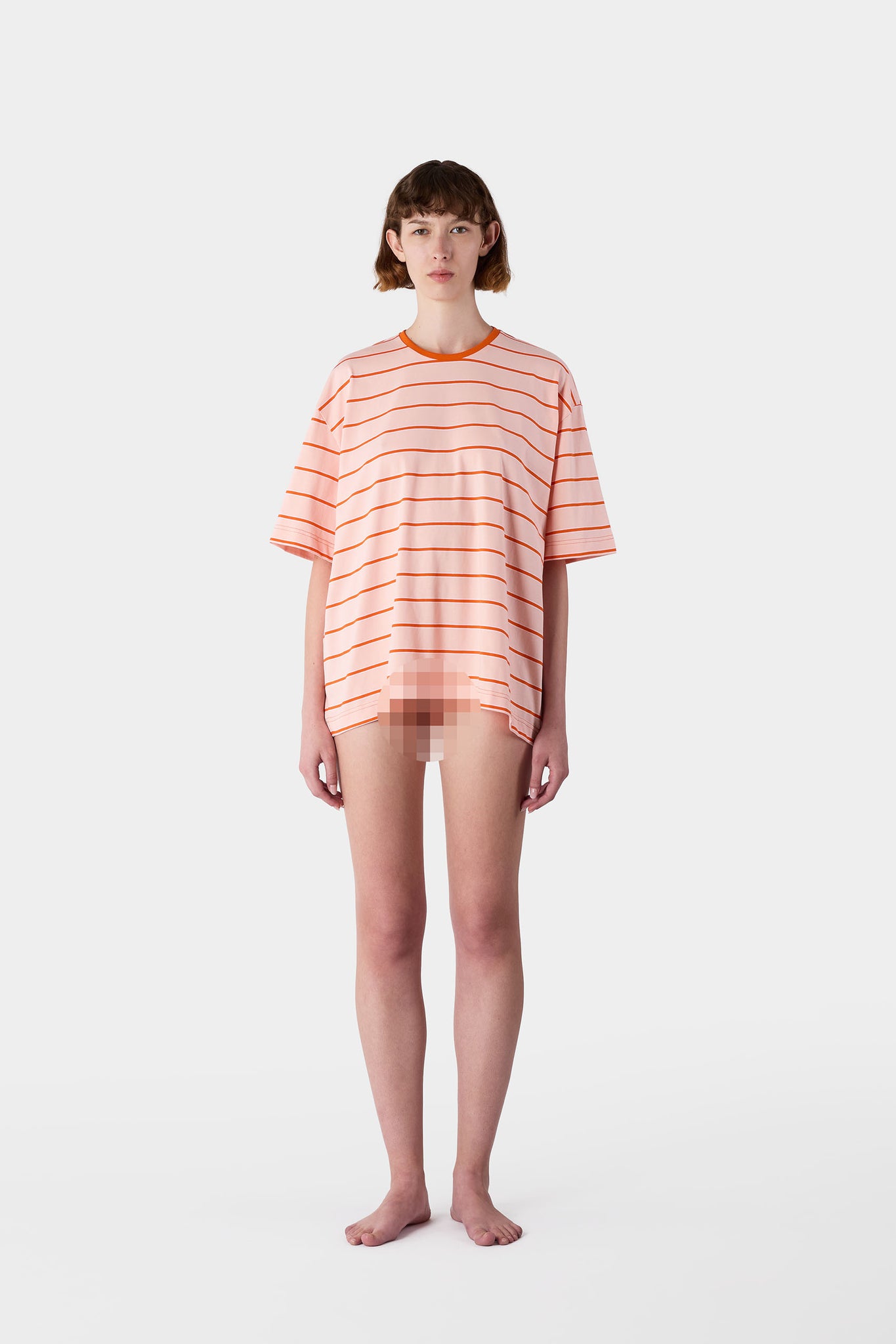 STRIPED OVER T-SHIRT / pink