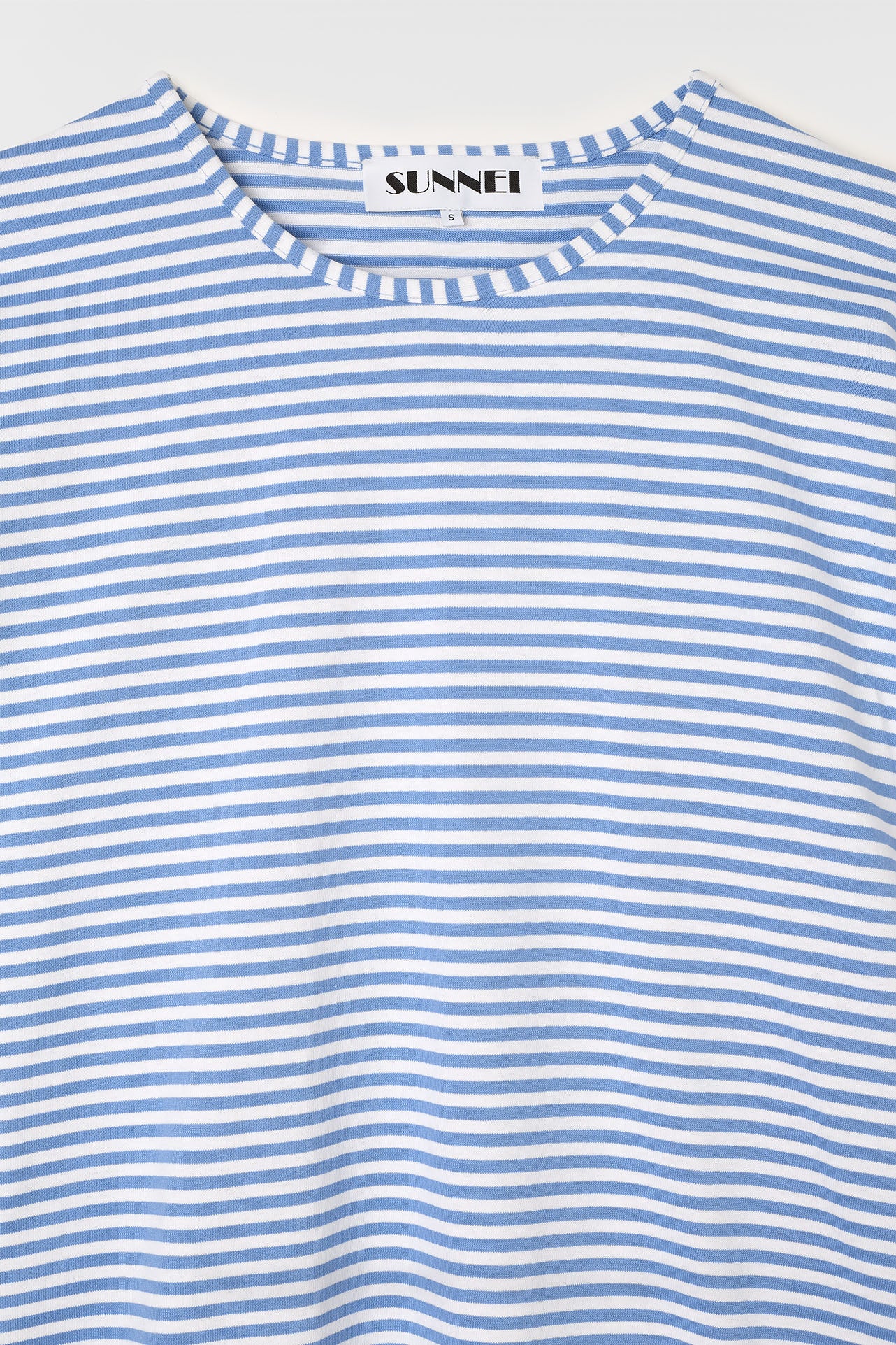 LONG MEGA OVER T-SHIRT / azure & optical white stripes