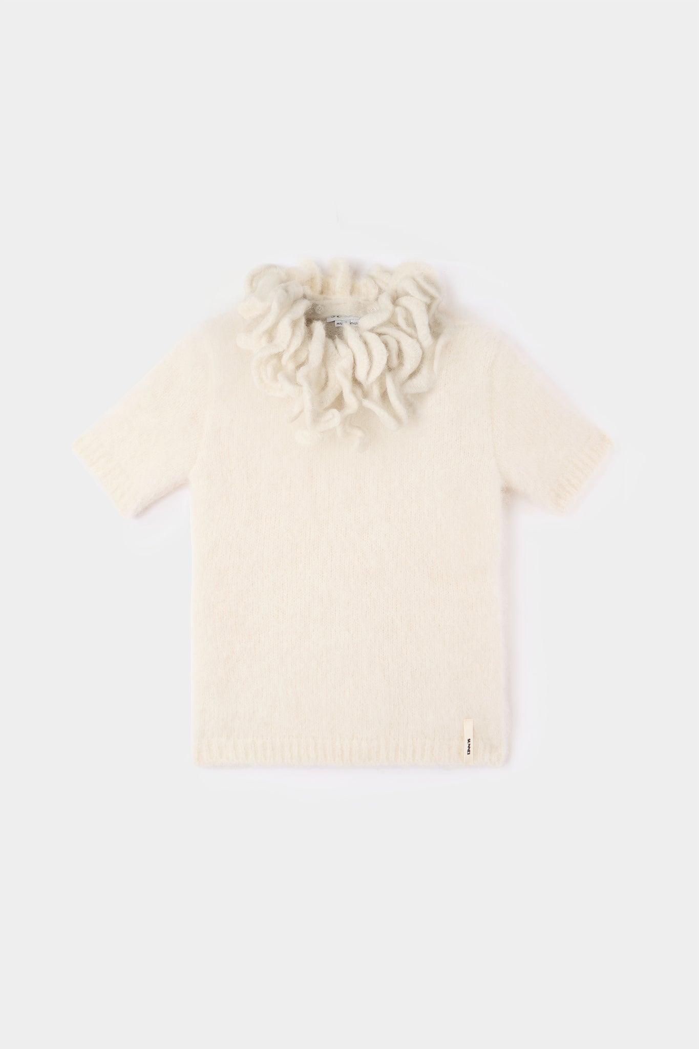 HAIRY KNIT SHORTSLEEVE TOP / off white