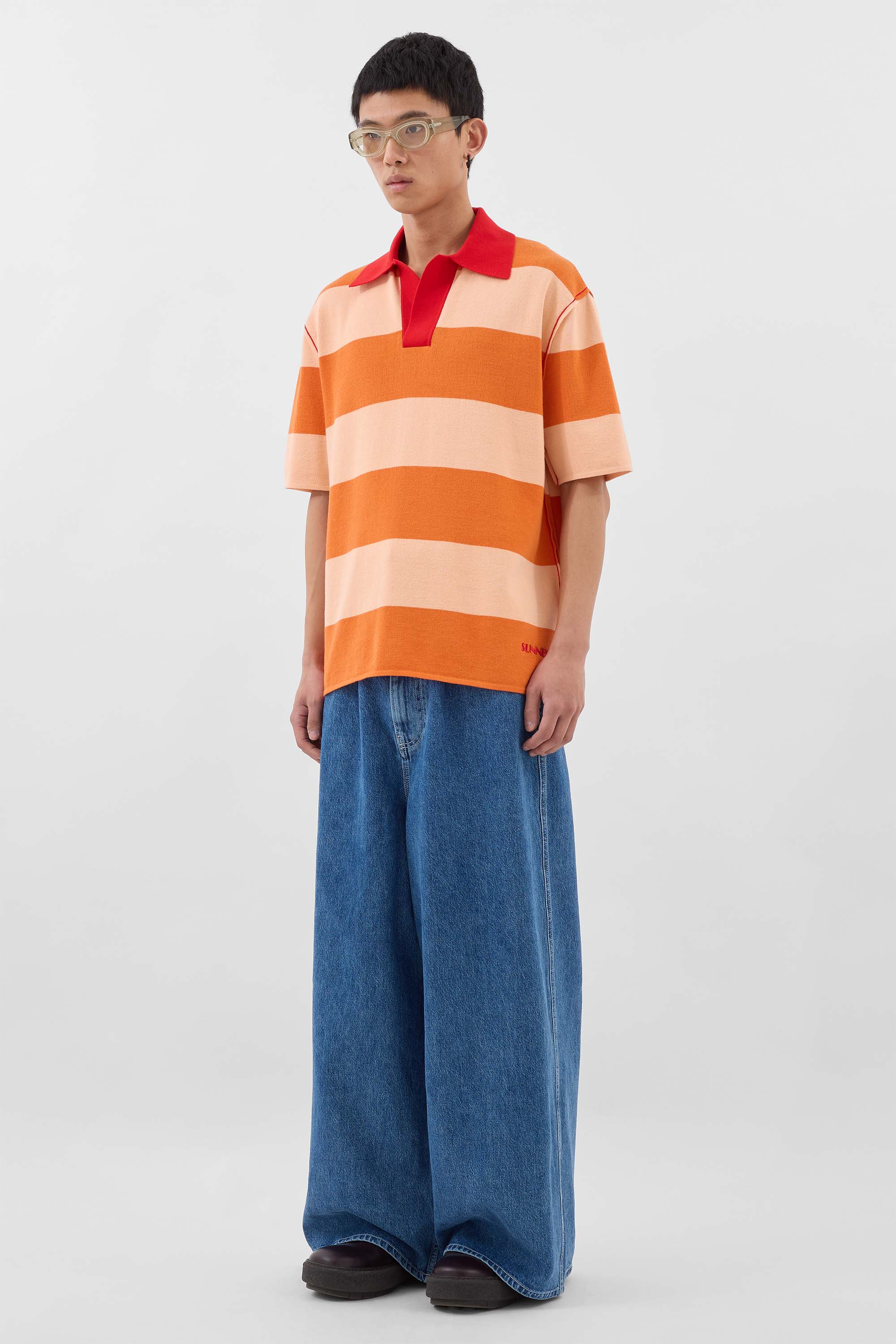 MAGLIAUNITA STRIPED POLO / orange & salmon pink – SUNNEI