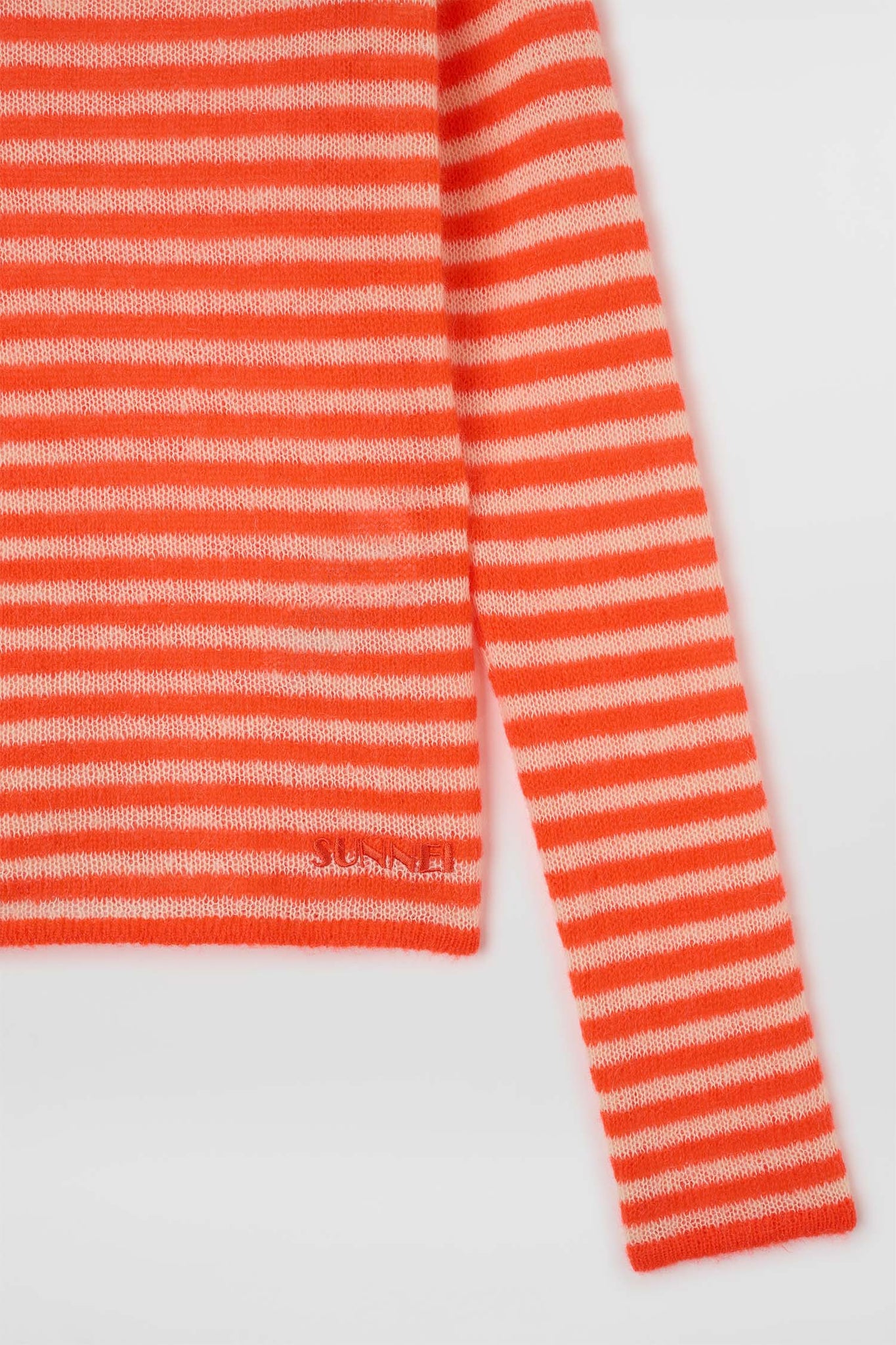 STRIPED MOHAIR POLO / off white & orange stripes