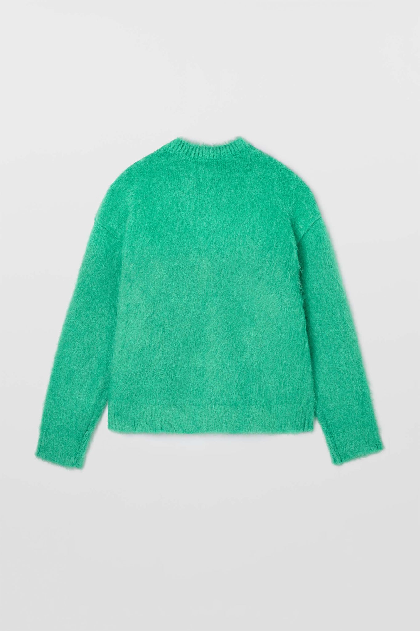 HAIRY KNIT ROUND NECK SWEATER / bright green