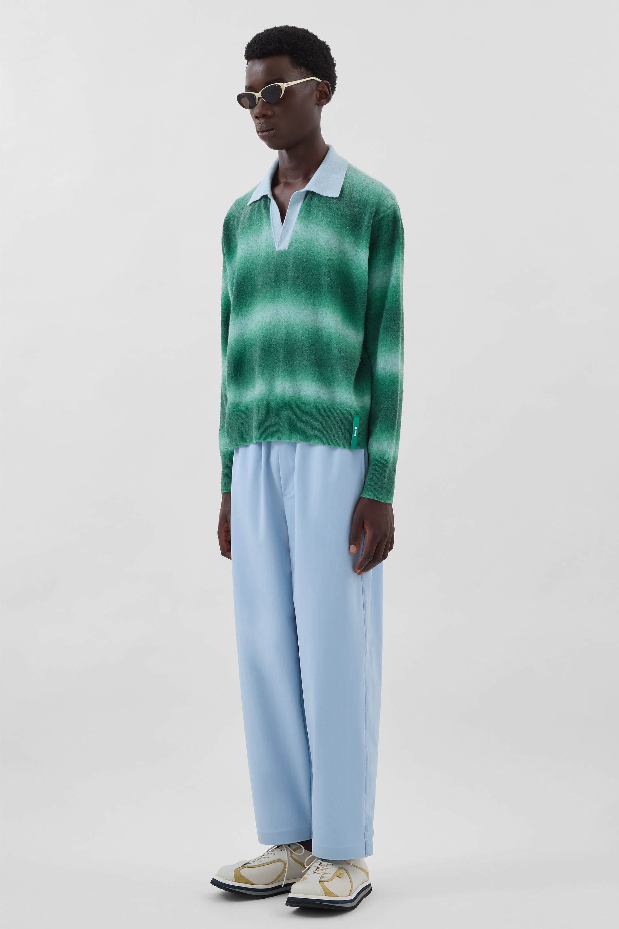 leinwande knit polo グリーン leinwande knit polo グリーン Sweater Knit Polo Shirt - Green