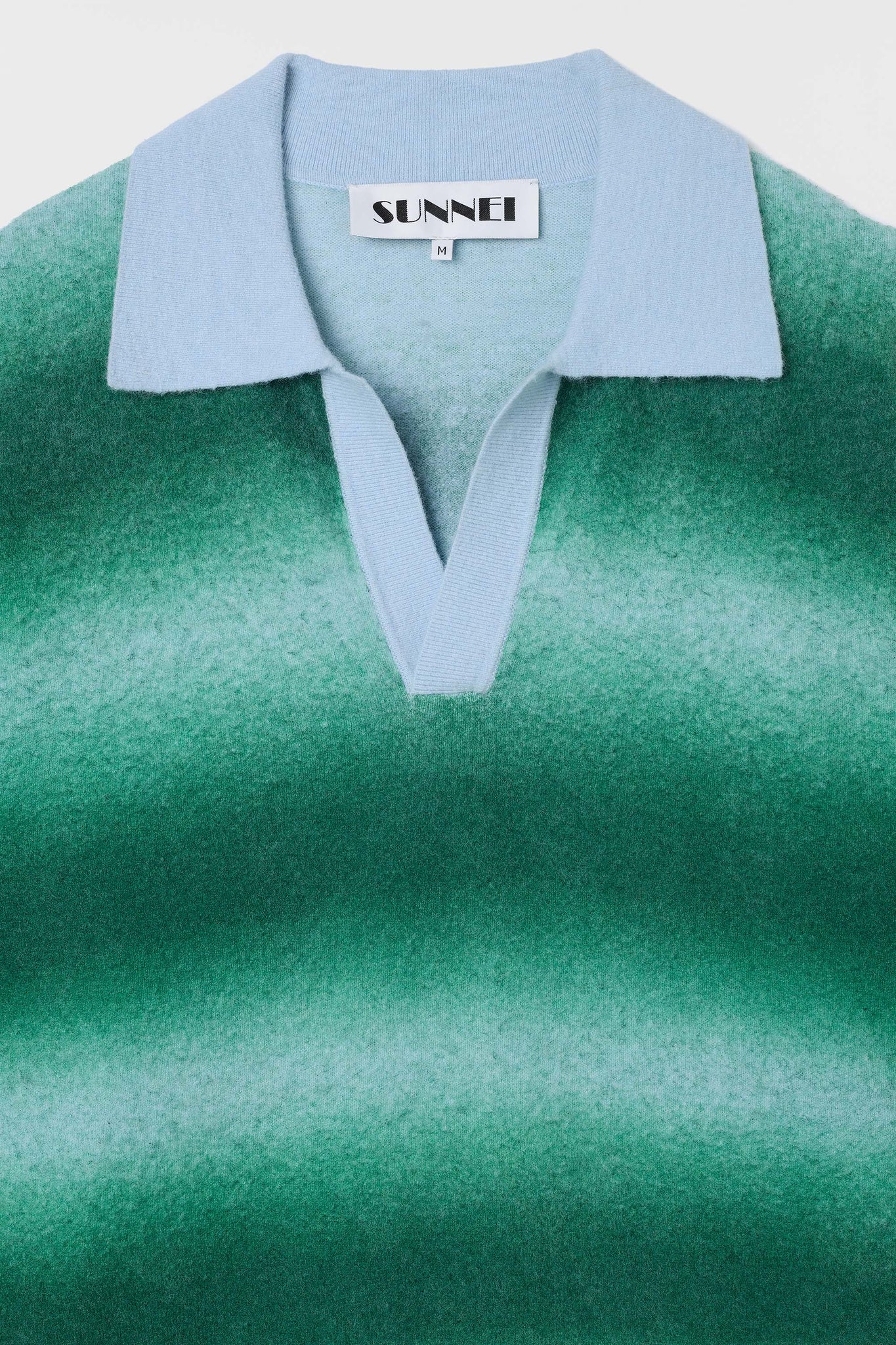 STRIPED KNIT LONGSLEEVE POLO / green & alice blue