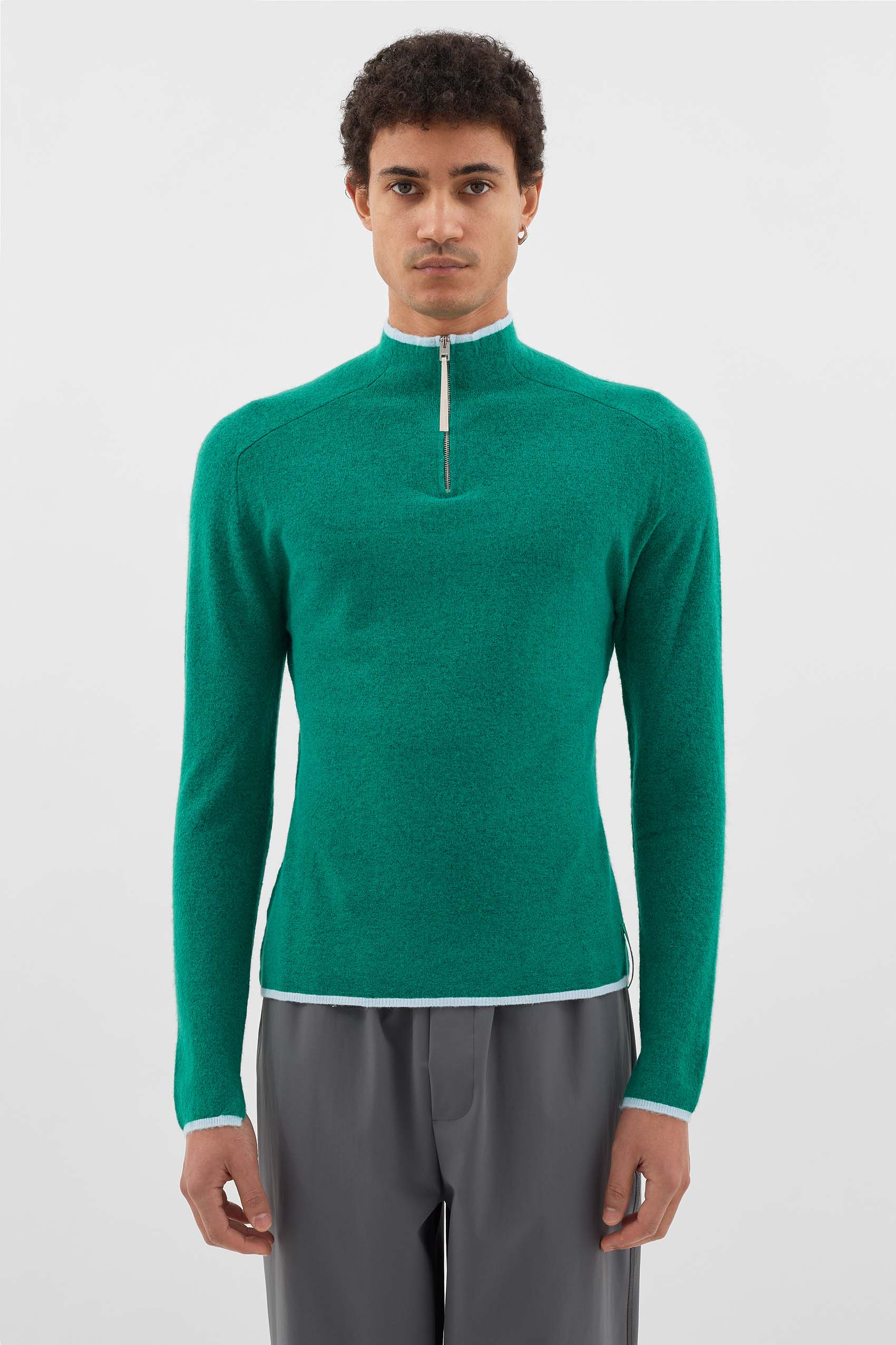 FITTED LONGSLEEVE W ZIP / green – SUNNEI
