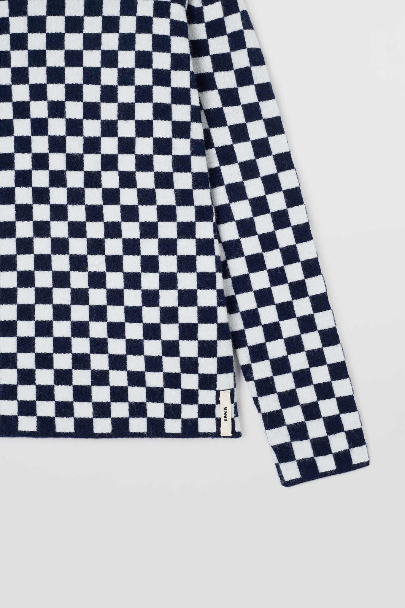LONGSLEEVE ROUNDNECK / dark blue & off white check