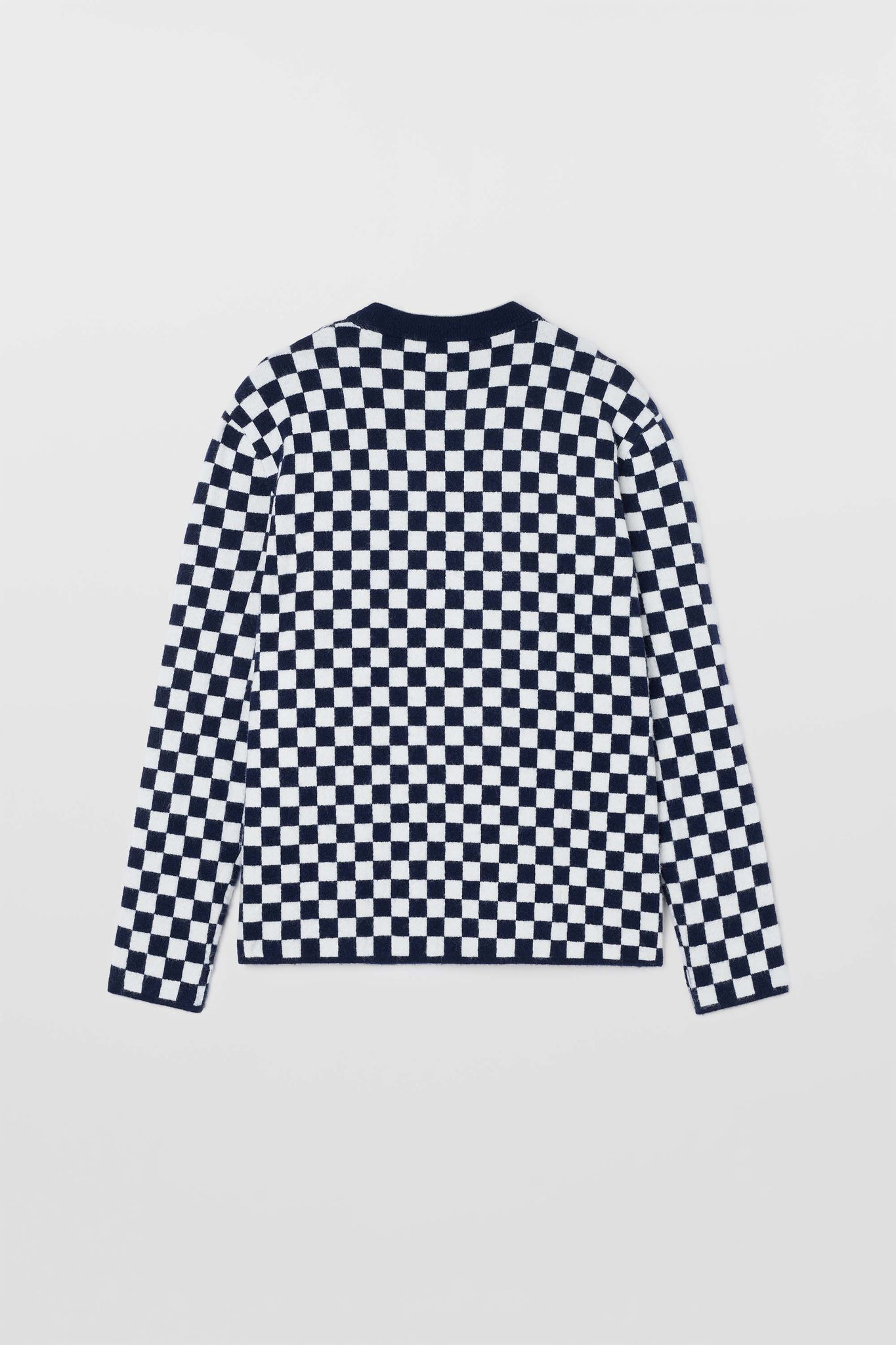 LONGSLEEVE ROUNDNECK / dark blue & off white check