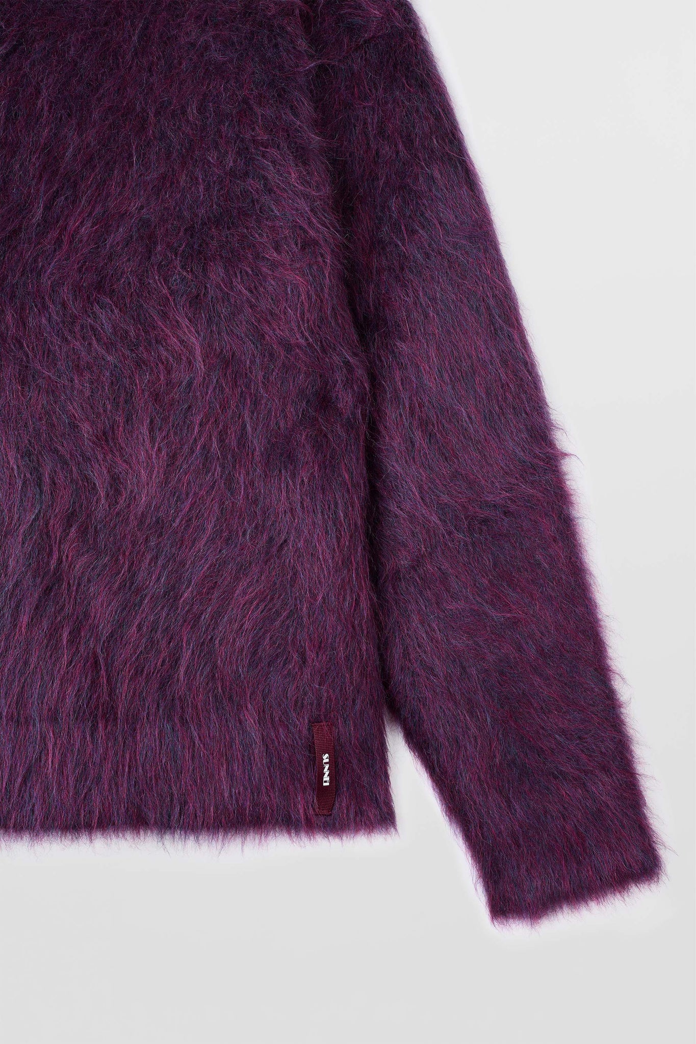 HAIRY KNIT ROUND NECK SWEATER / plum