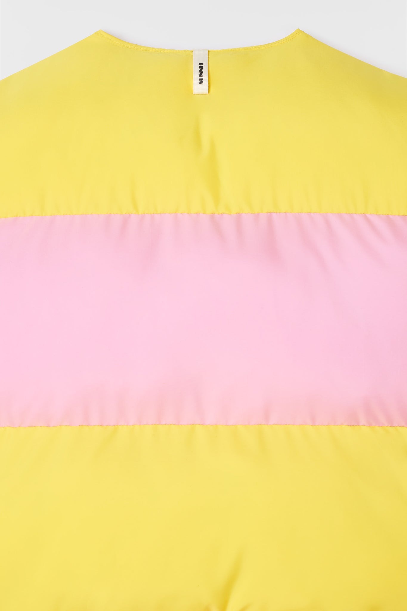 PUFFY GILET / pink & bright yellow