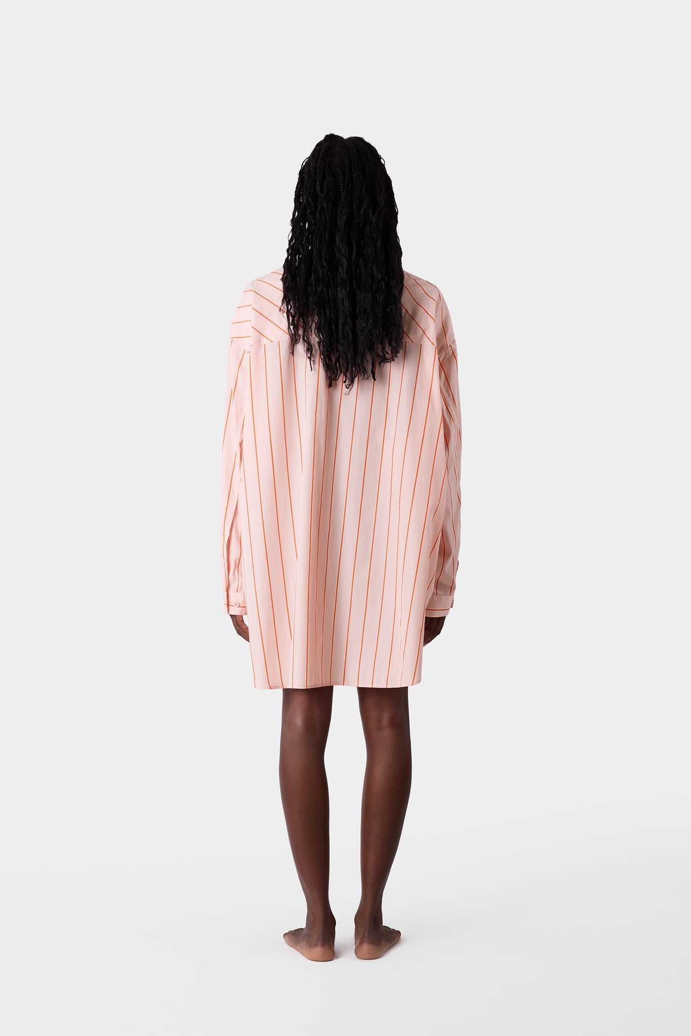 MEGA OVER SHIRT W/ CUTS / pink stripes