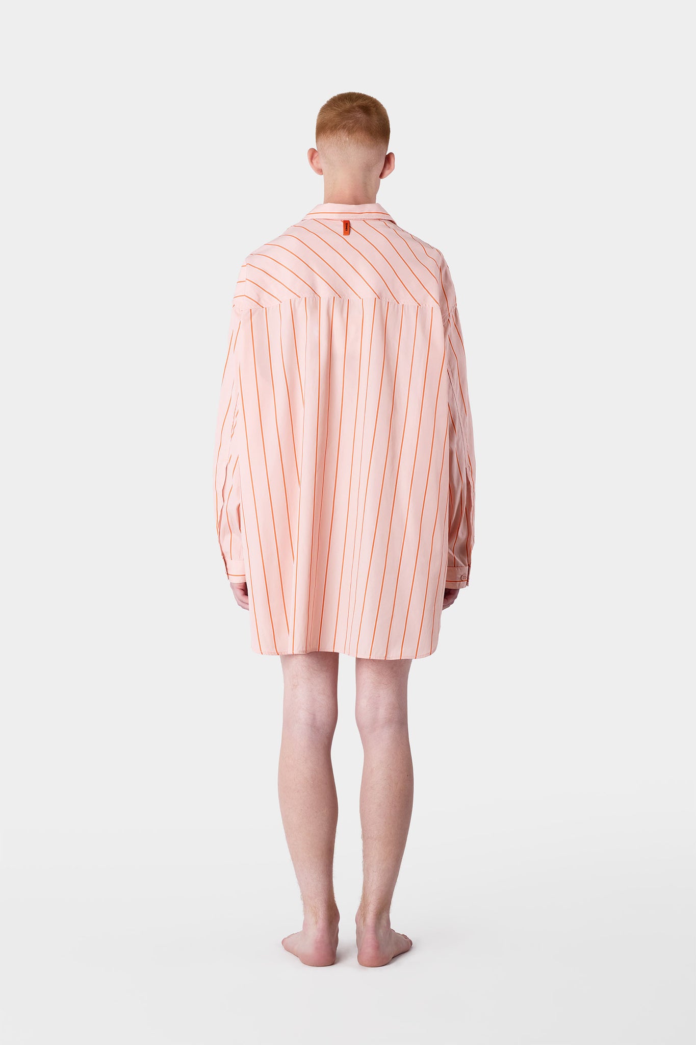 MEGA OVER SHIRT W/ CUTS / pink stripes