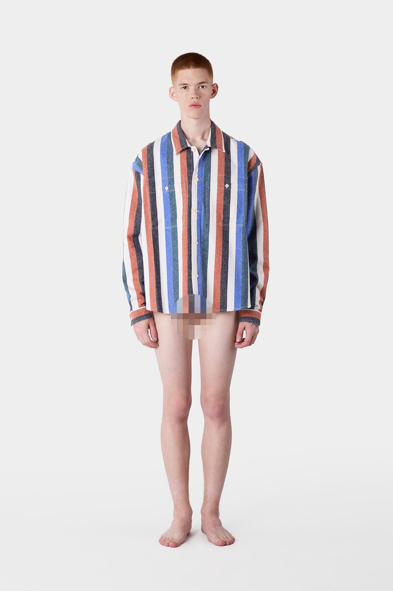 OVER SHIRT W/ POCKETS / flannel / multicolor stripes