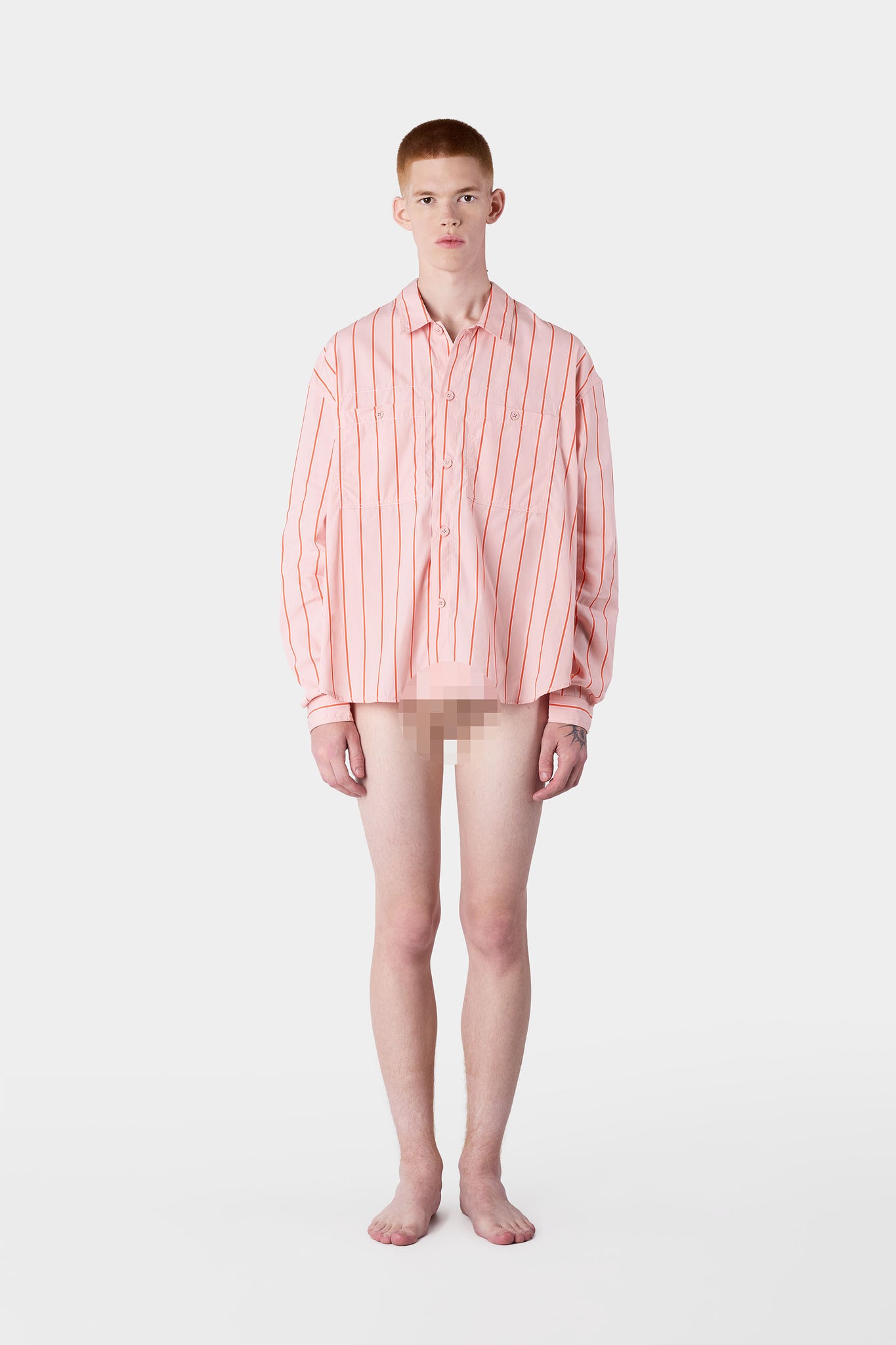 STRIPED OVER SHIRT / pink