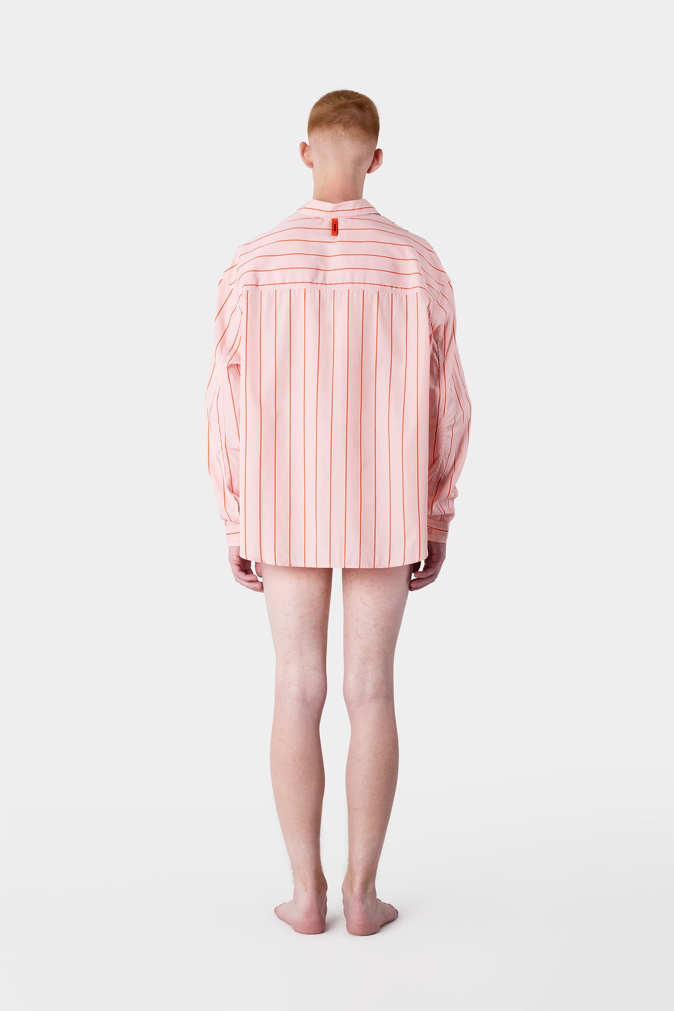 STRIPED OVER SHIRT / pink