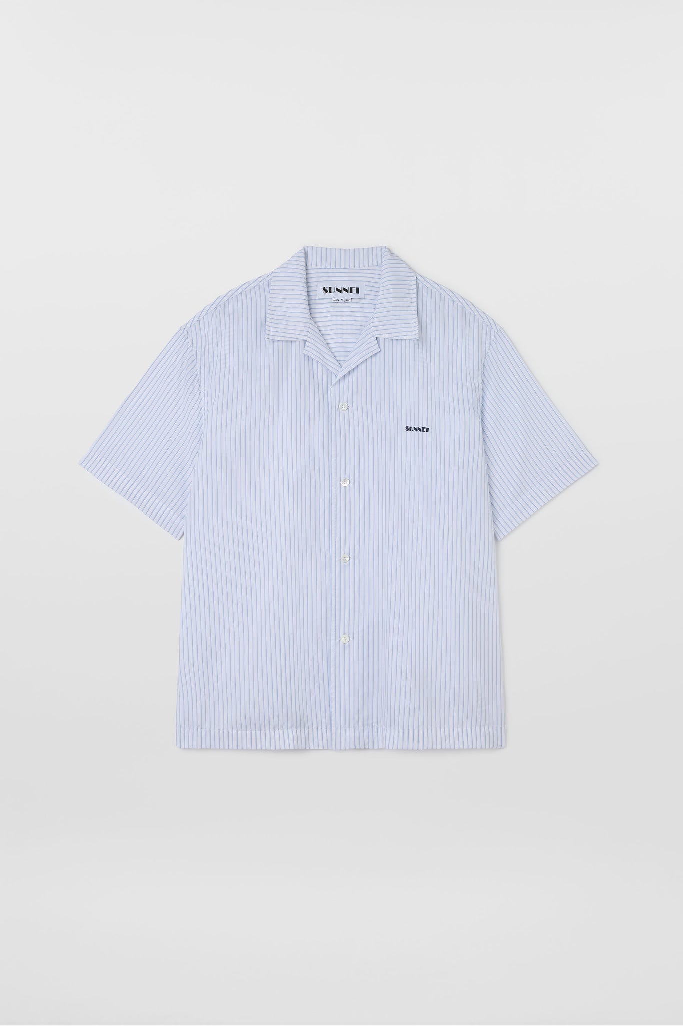 STRIPED SHORTSLEEVE SHIRT / azure & off white
