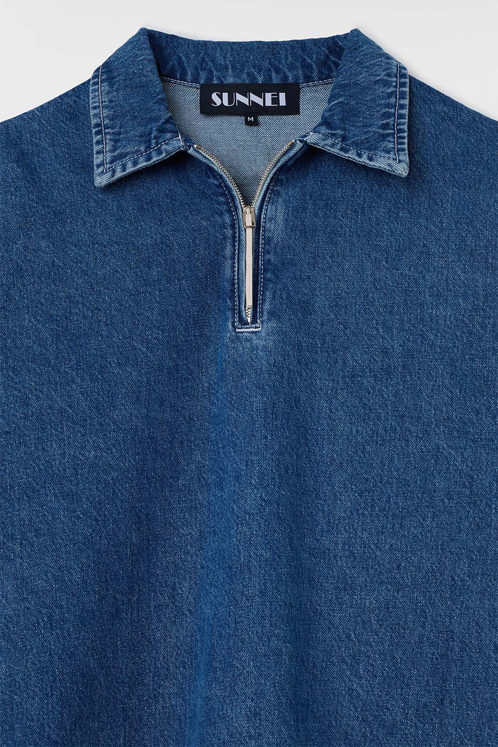 SHORTSLEEVE POLO SHIRT / light washed denim