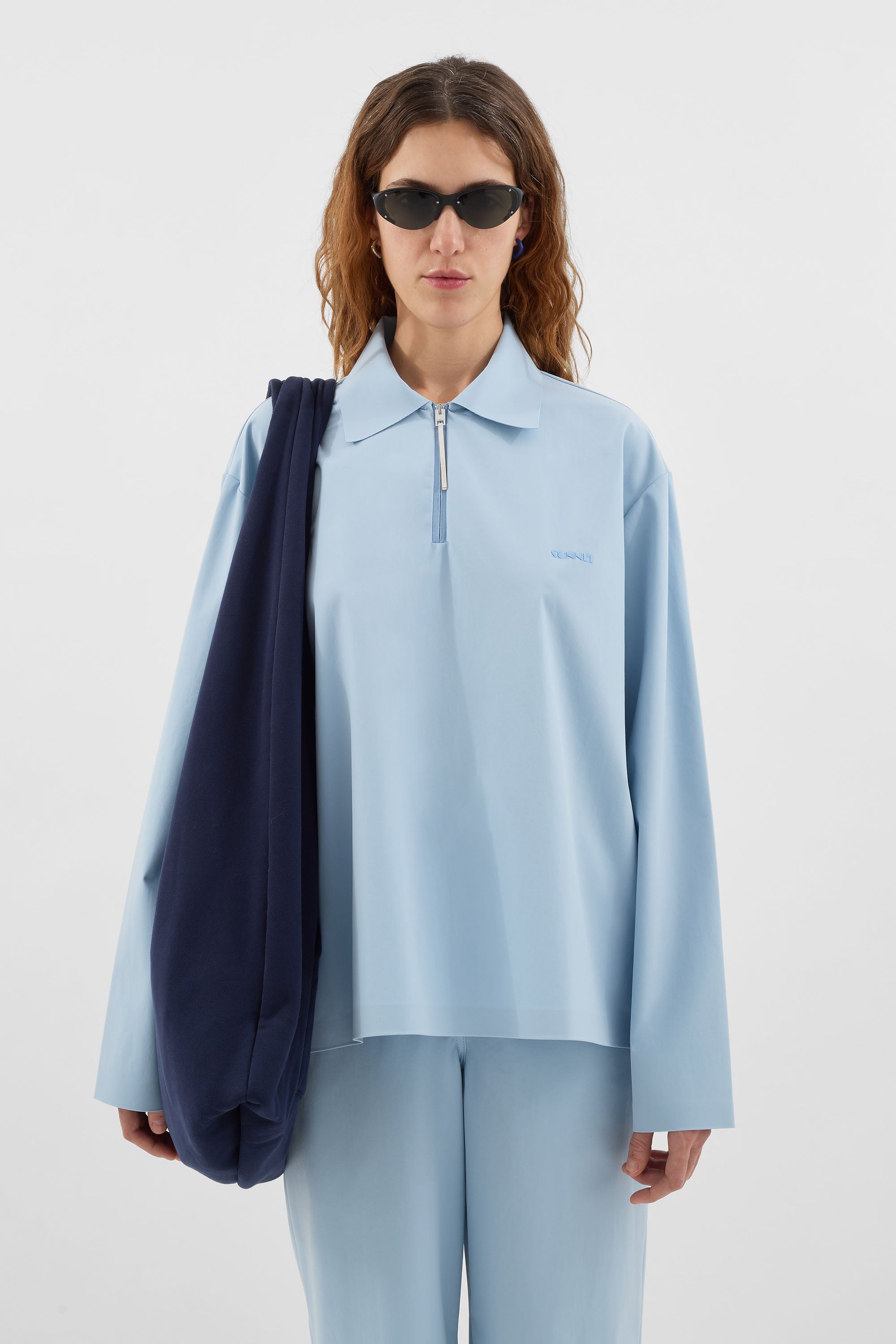 LONGSLEEVE POLO W ZIP / azure – SUNNEI