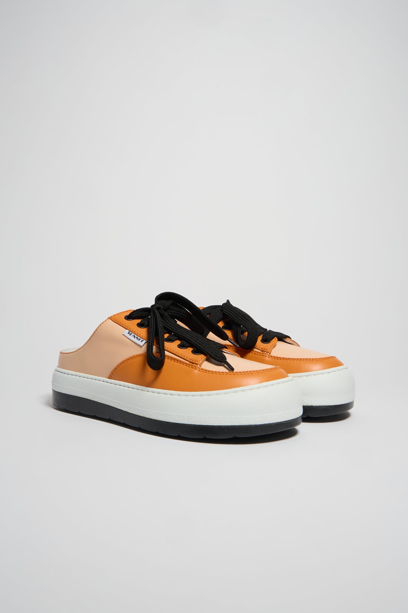 LEATHER DREAMY SABOT / peach & orange