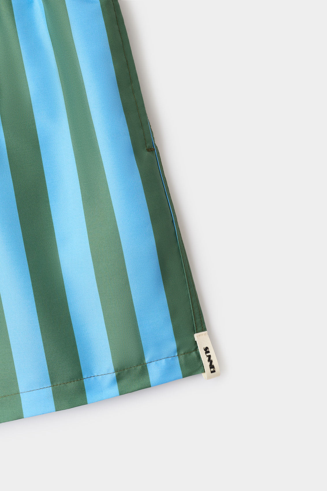 SWIM SHORTS / azure & military green stripes