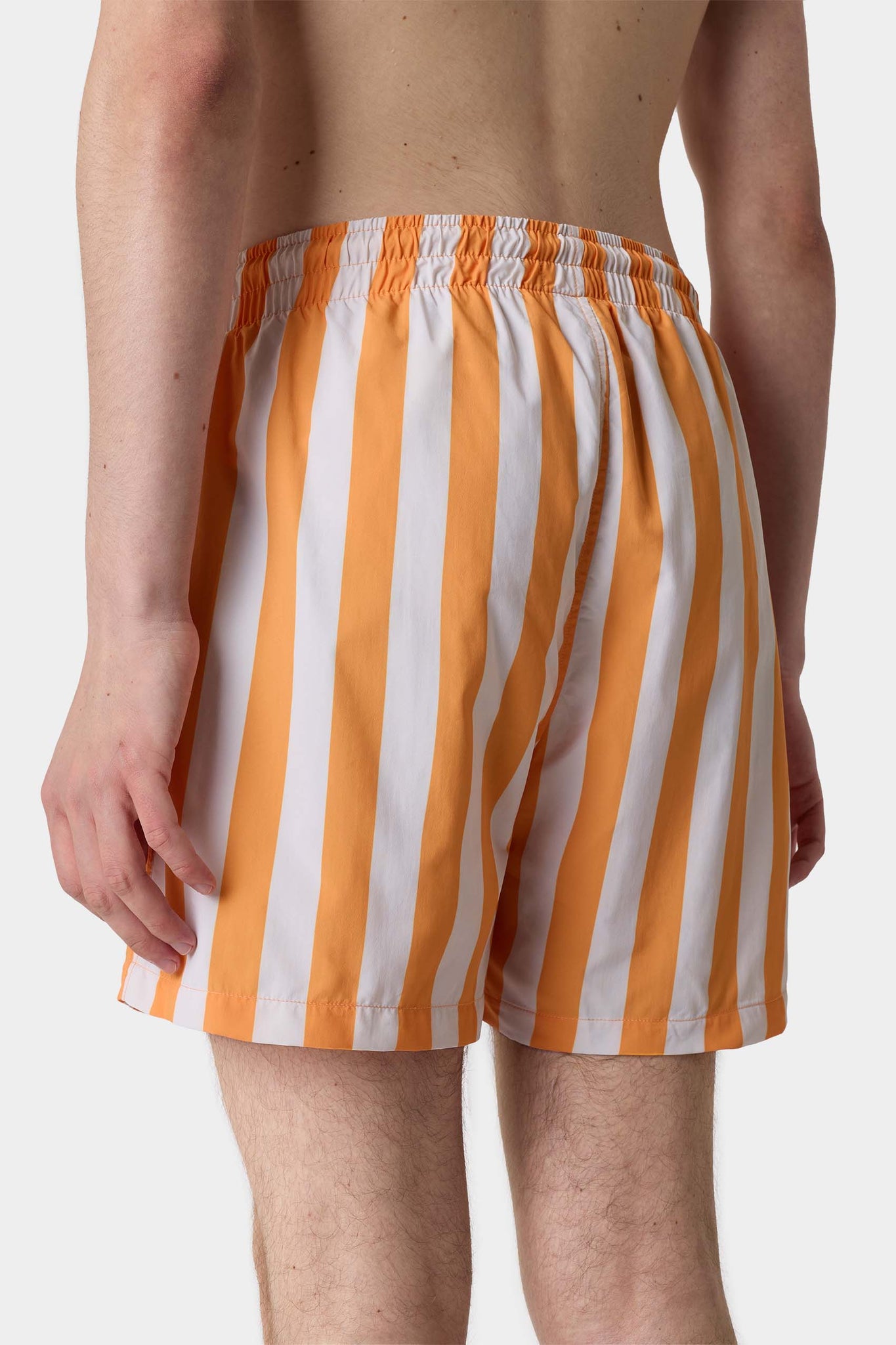 SWIM SHORTS / off white & orange stripes