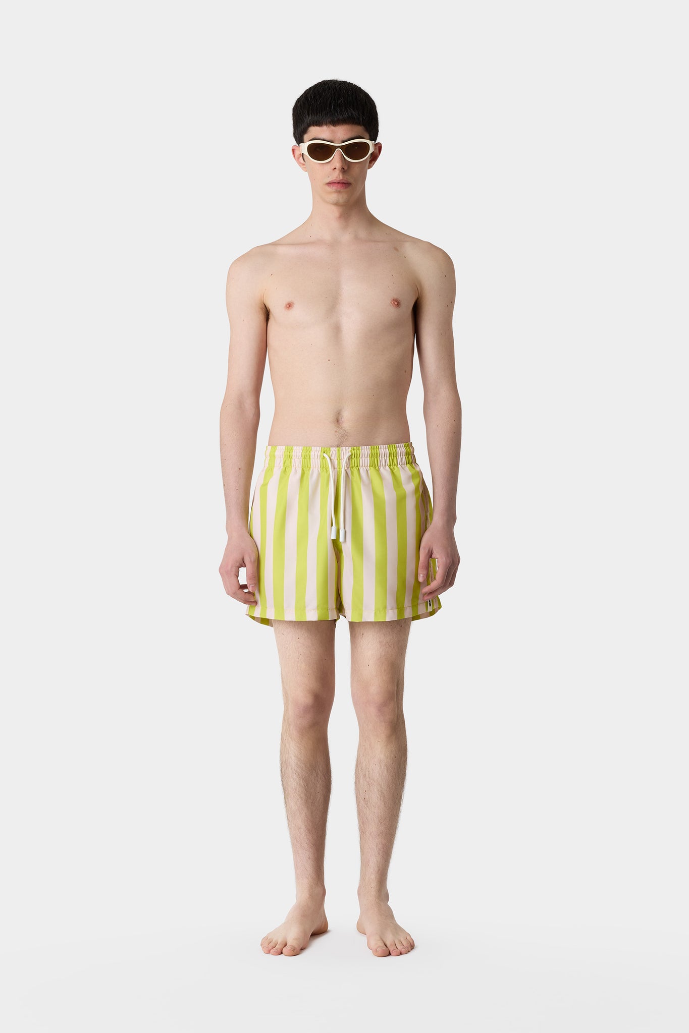 SWIM SHORTS / beige & yellow stripes