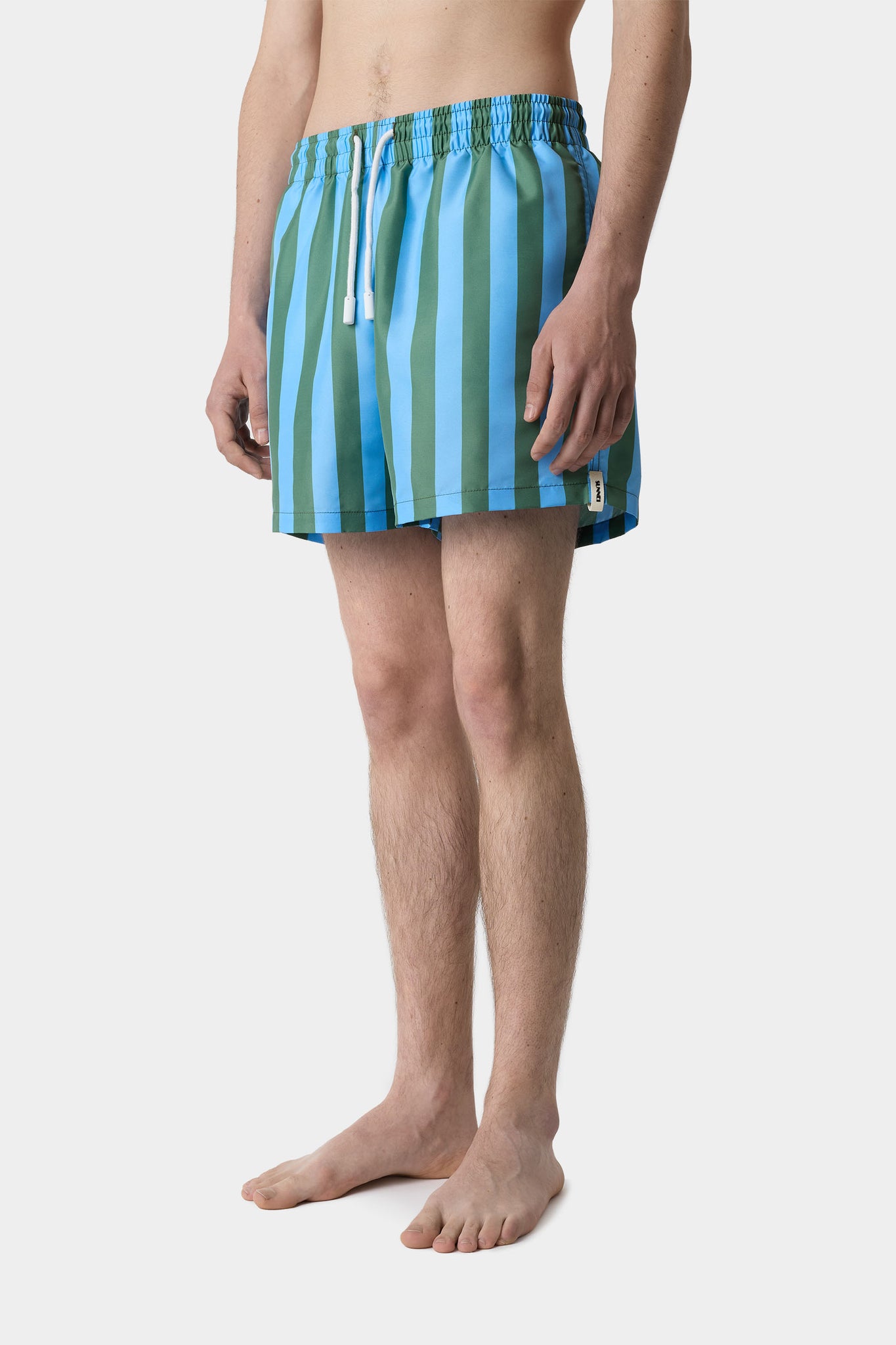 SWIM SHORTS / azure & military green stripes