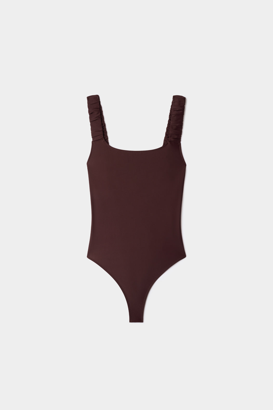 RUCHED SWIMSUIT / chocolate plum