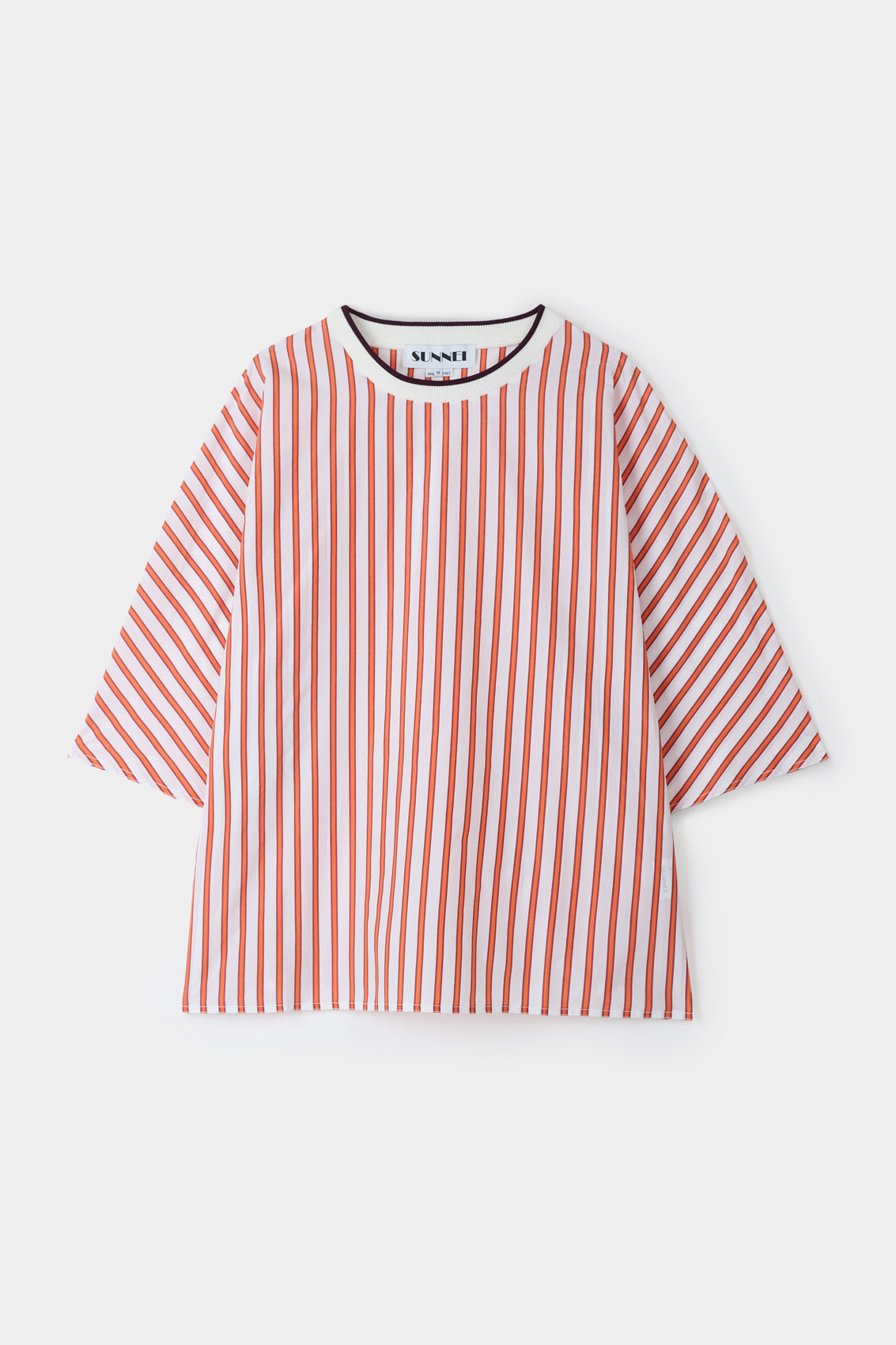 KIMONO T-SHIRT / cream & red stripes