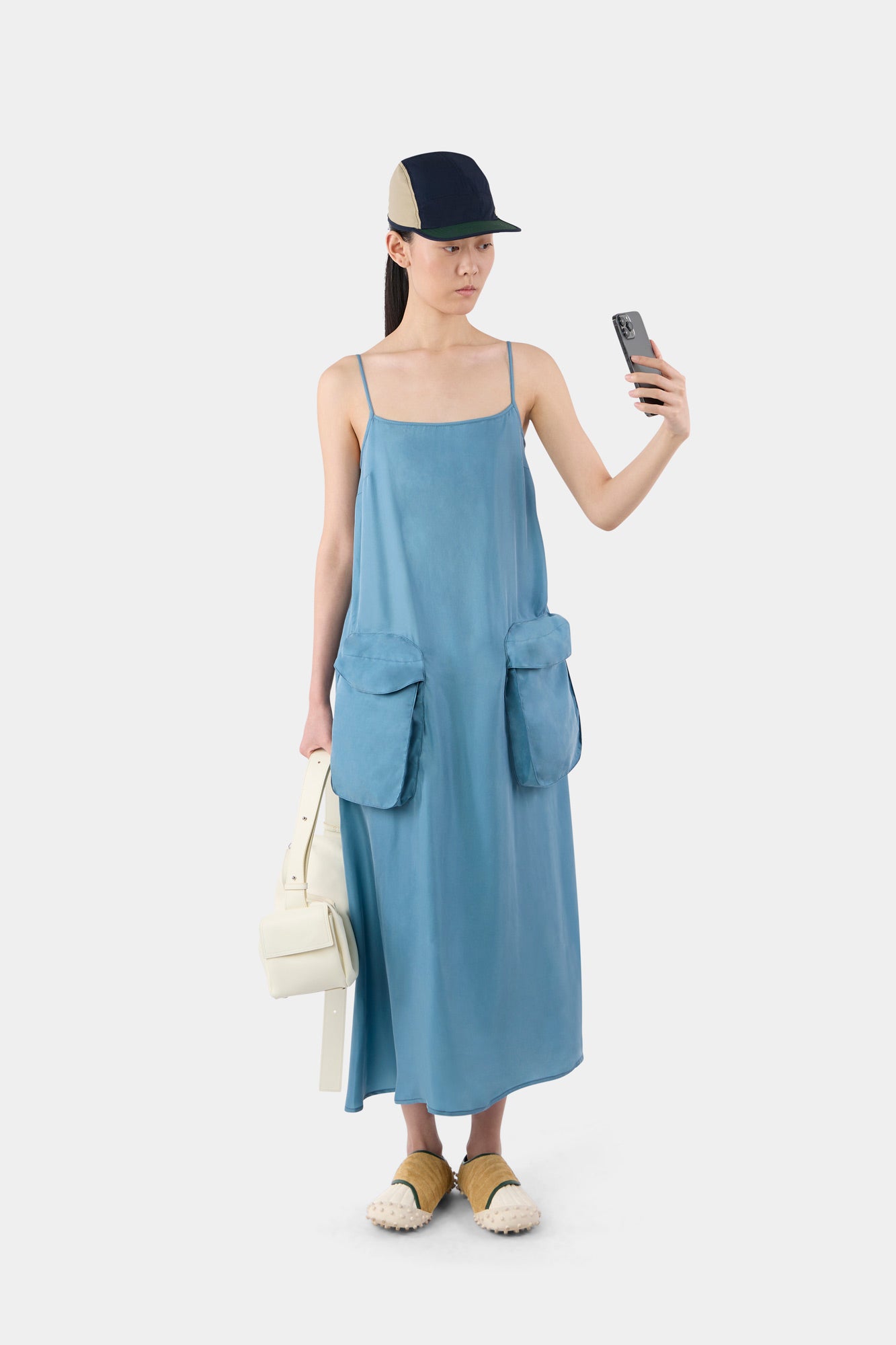 STRAP DRESS / slate blue