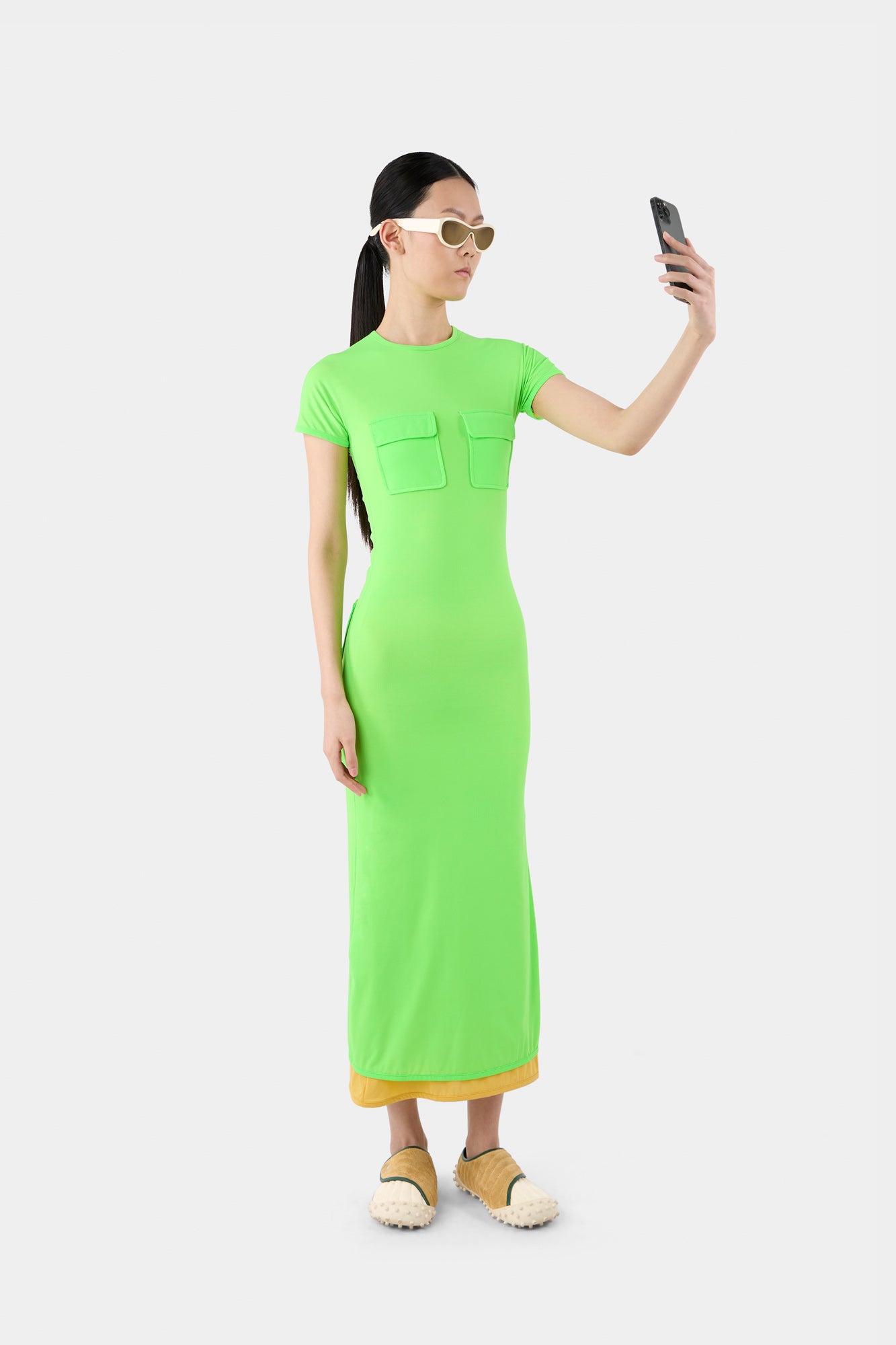 POCKETS DRESS / fluo green
