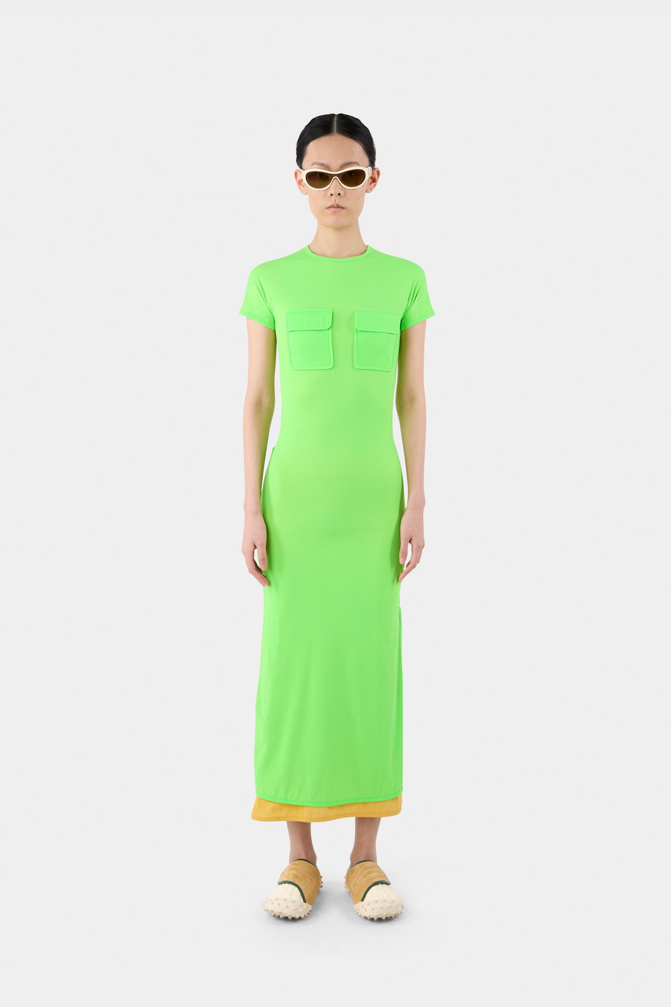POCKETS DRESS / fluo green