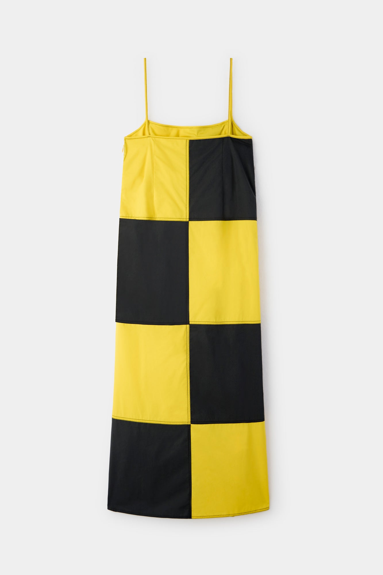 CHESS STRAP DRESS / petrol blue & yellow