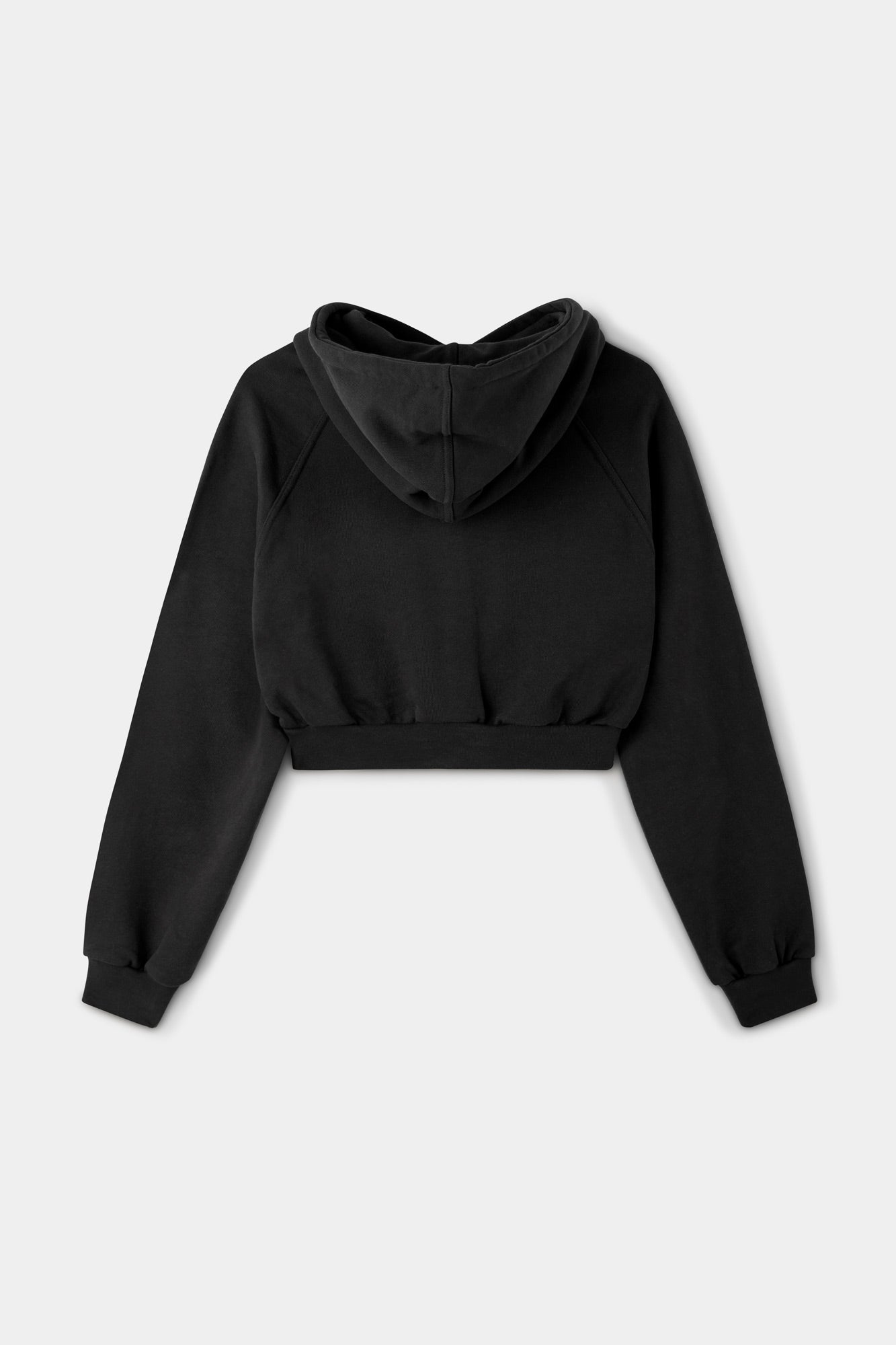 EMBROIDERED CROPPED HOODIE / black