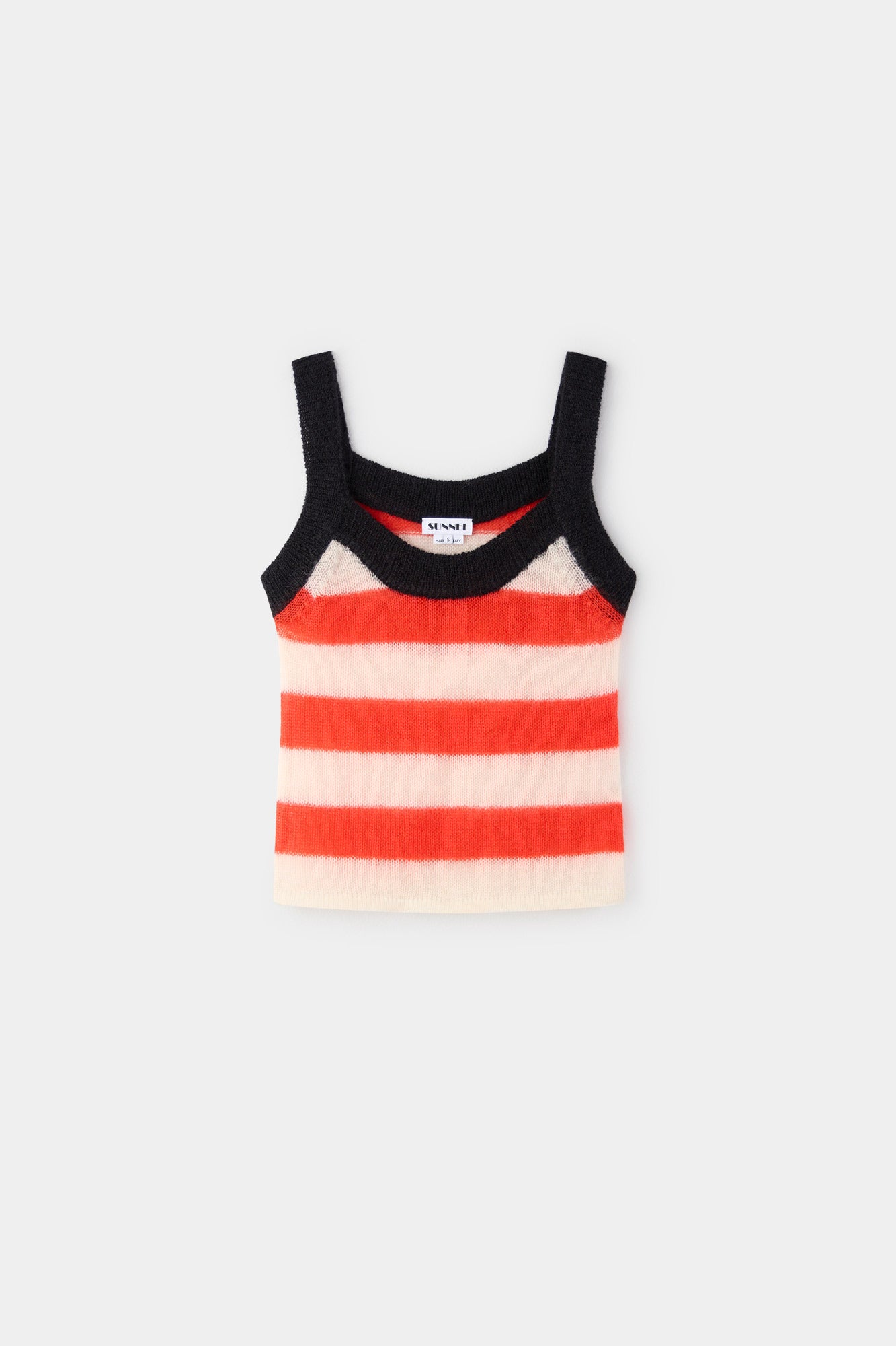 KNIT TANK TOP / cream & bright red