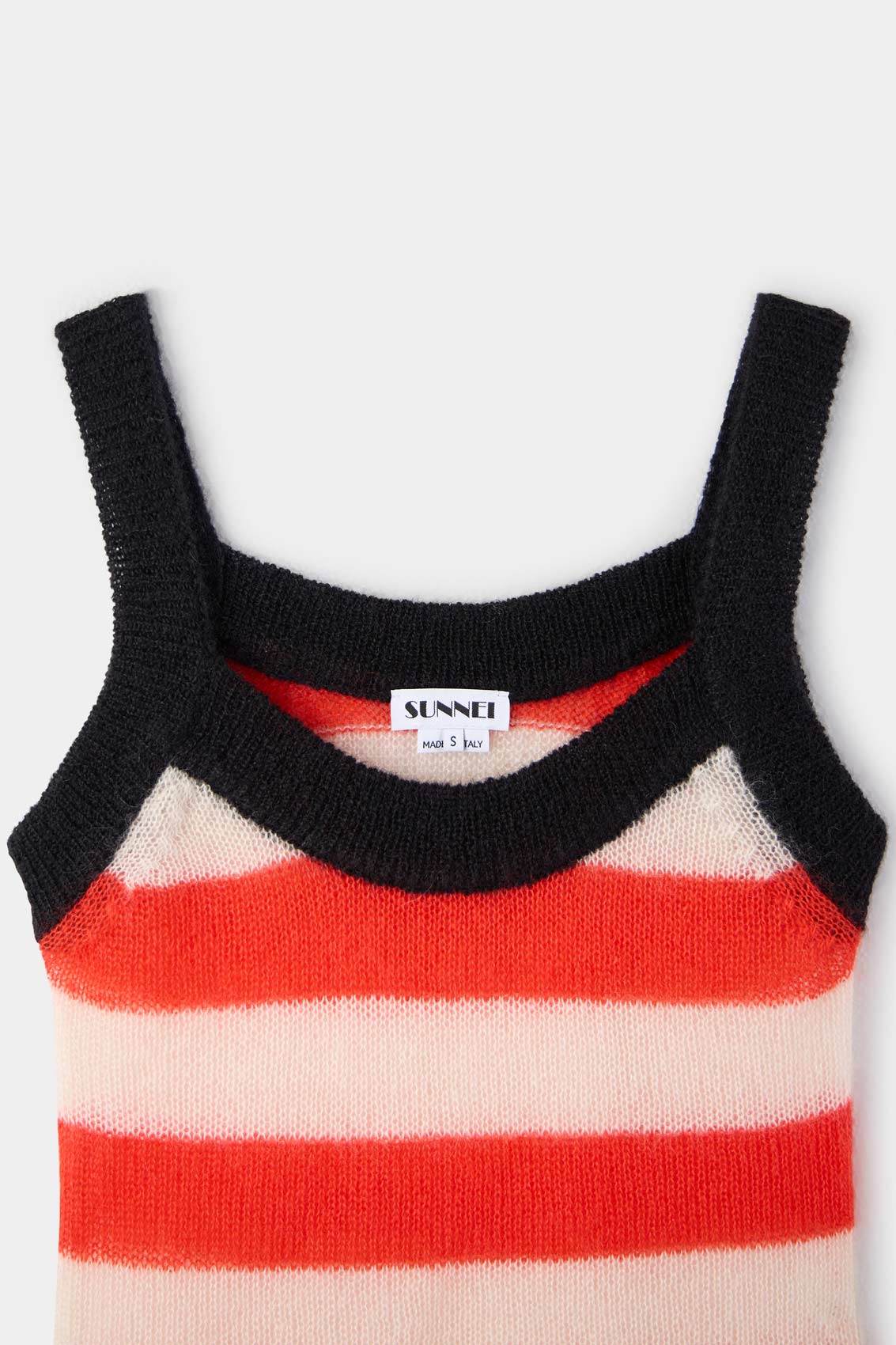 KNIT TANK TOP / cream & bright red