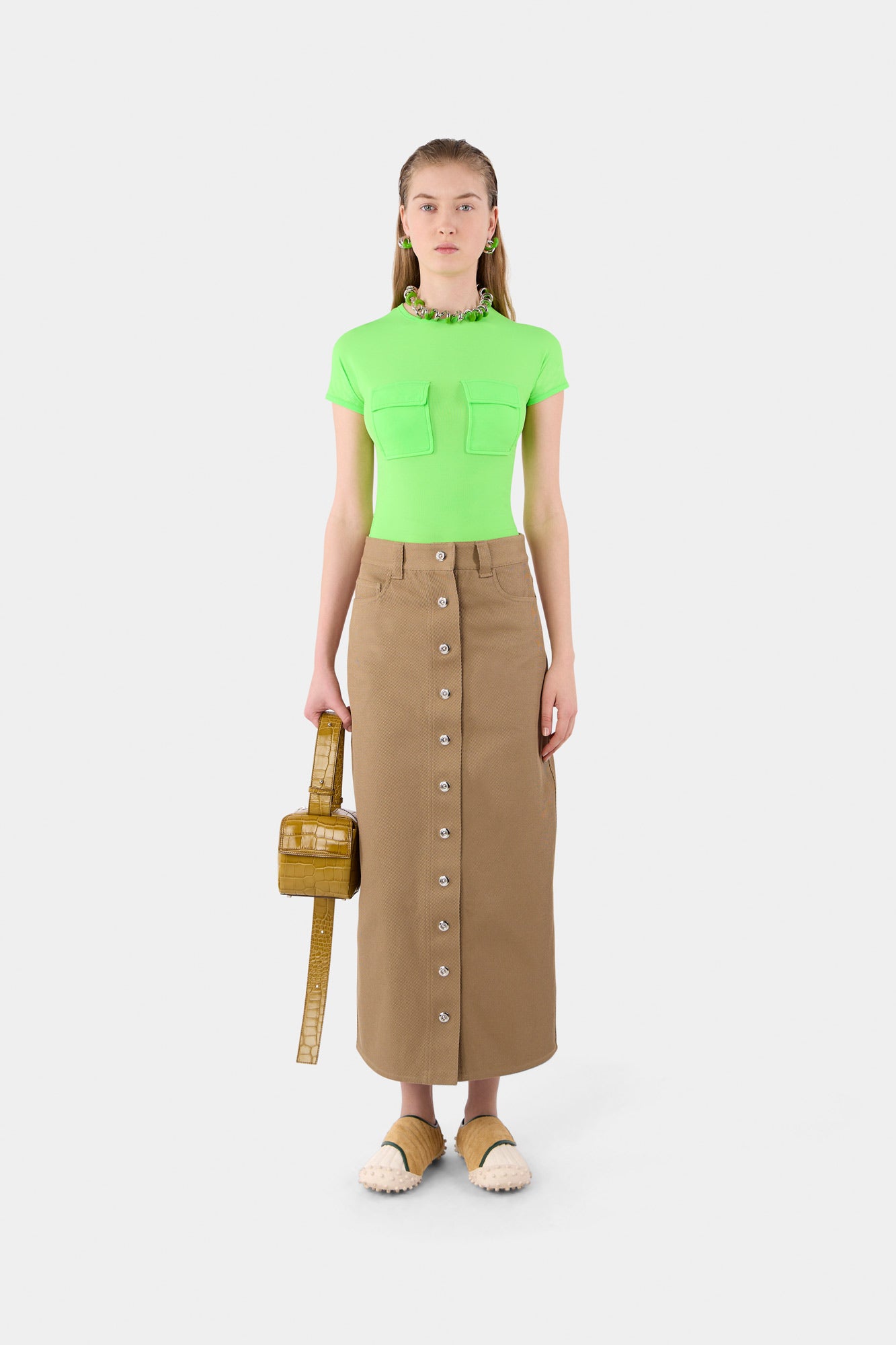 BUTTONS SKIRT / beige
