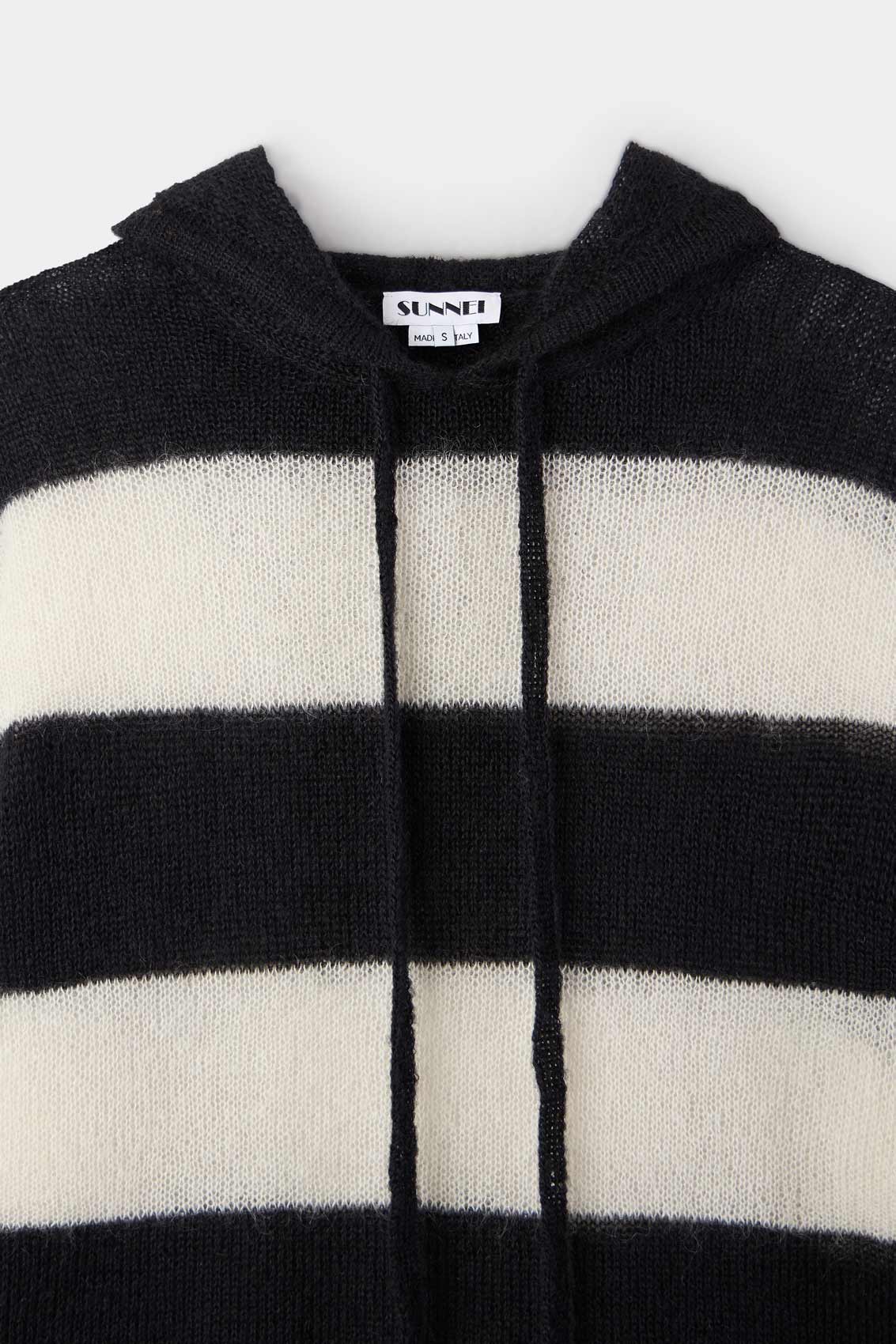 HOODIE / wool / cream & black stripes