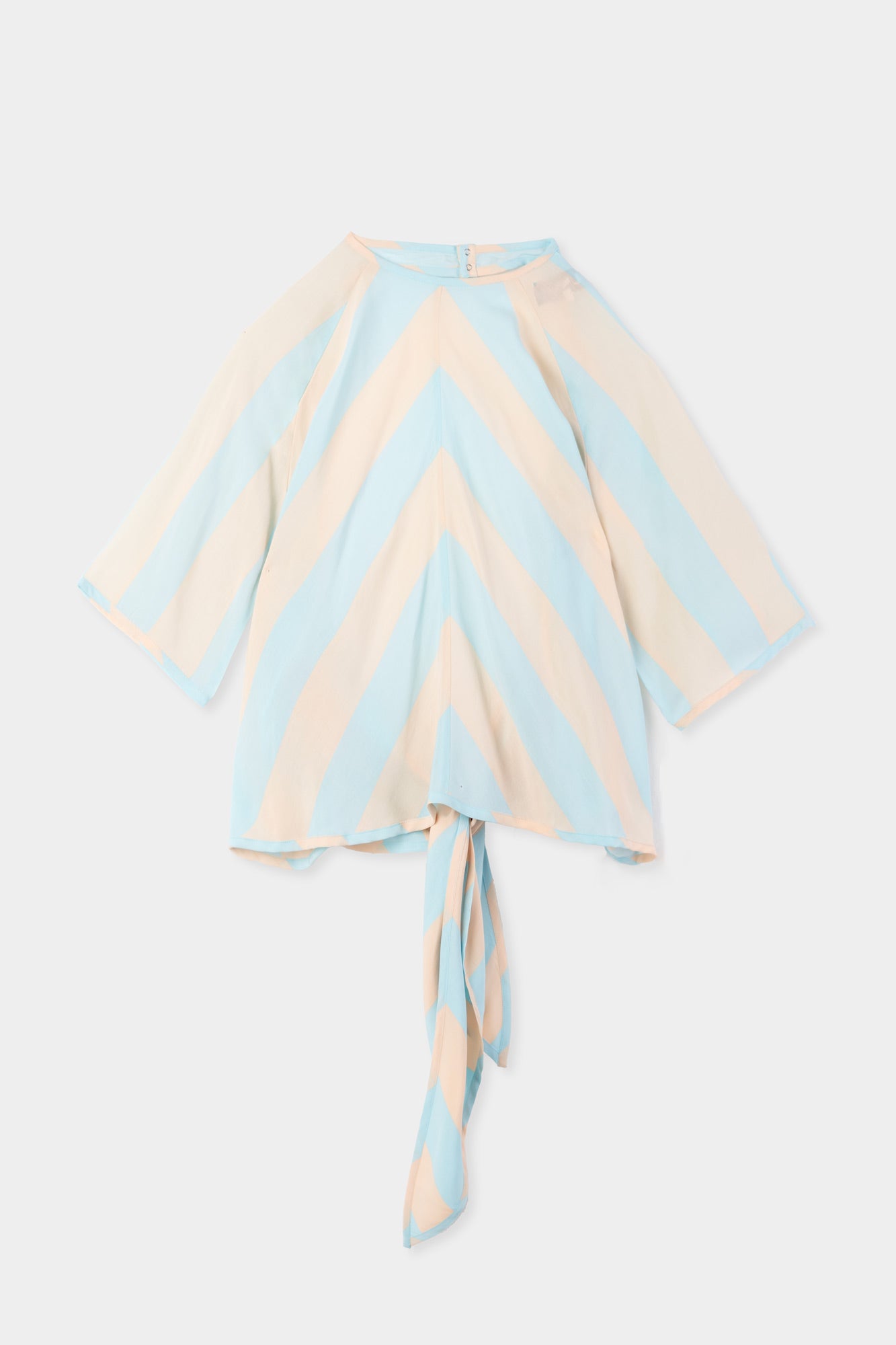 BACK WRAP T-SHIRT / pink & azure stripes