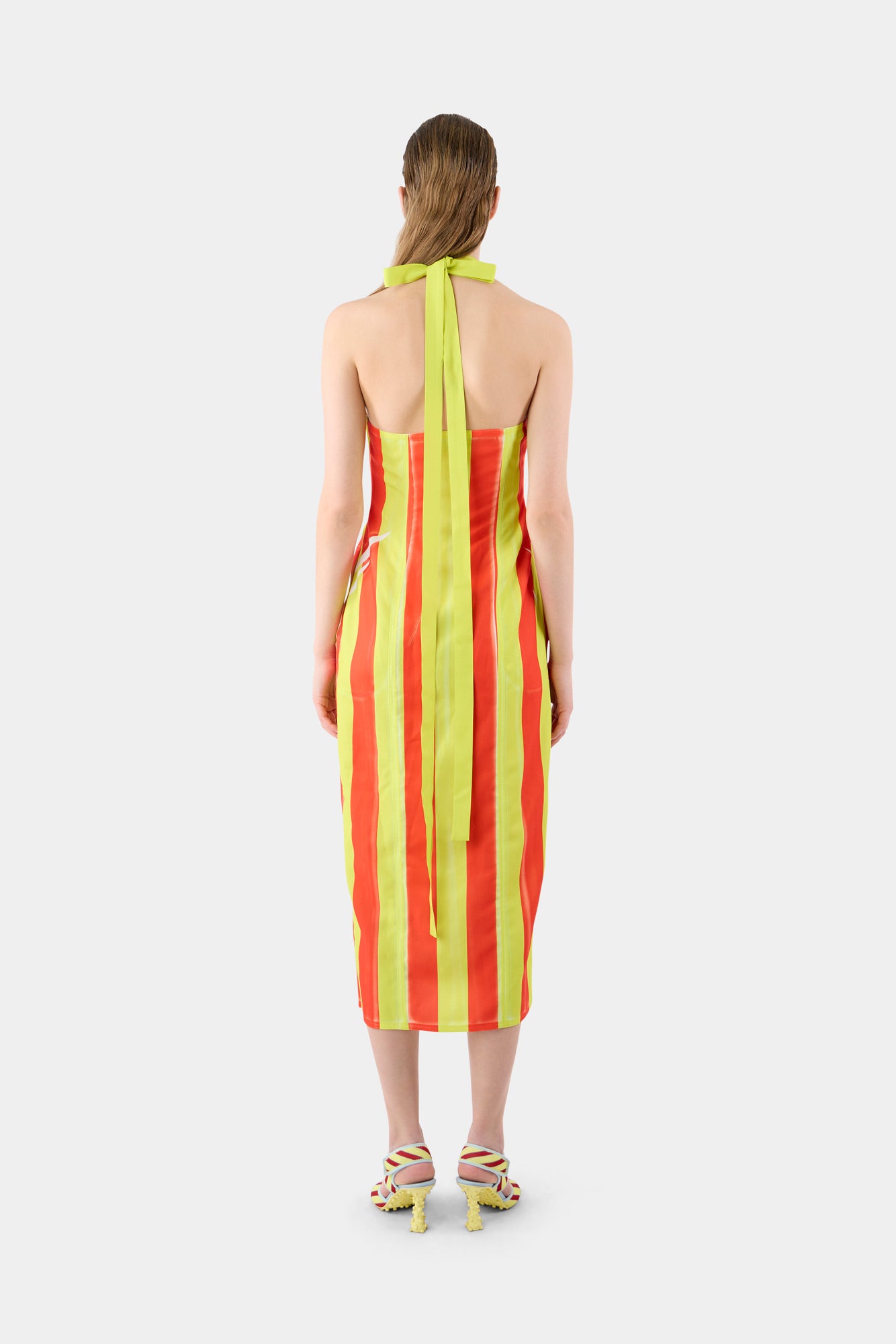 TRIANGLE DRESS / red & yellow stripes