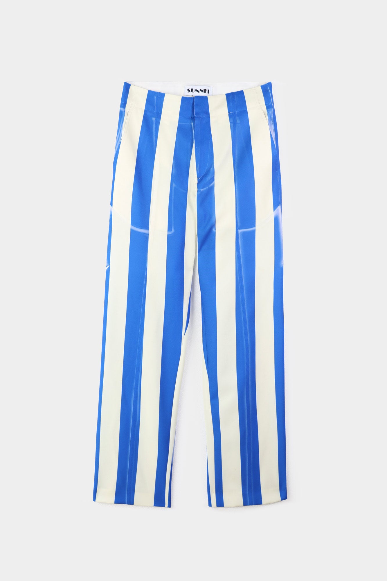 DOPPIO STRAIGHT PANTS / blue and beige stripes