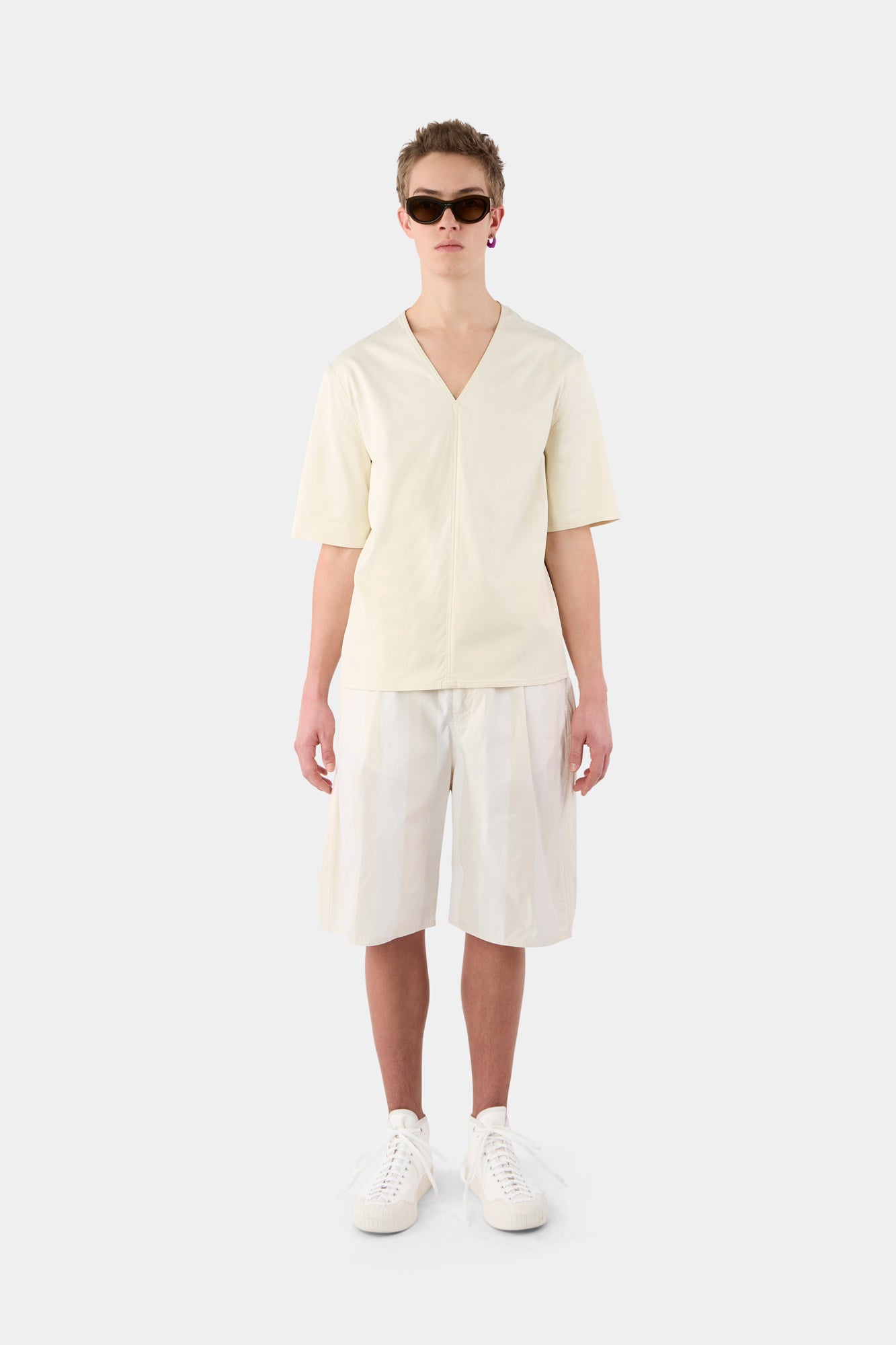 SHORT RIC PANTS / white stripes