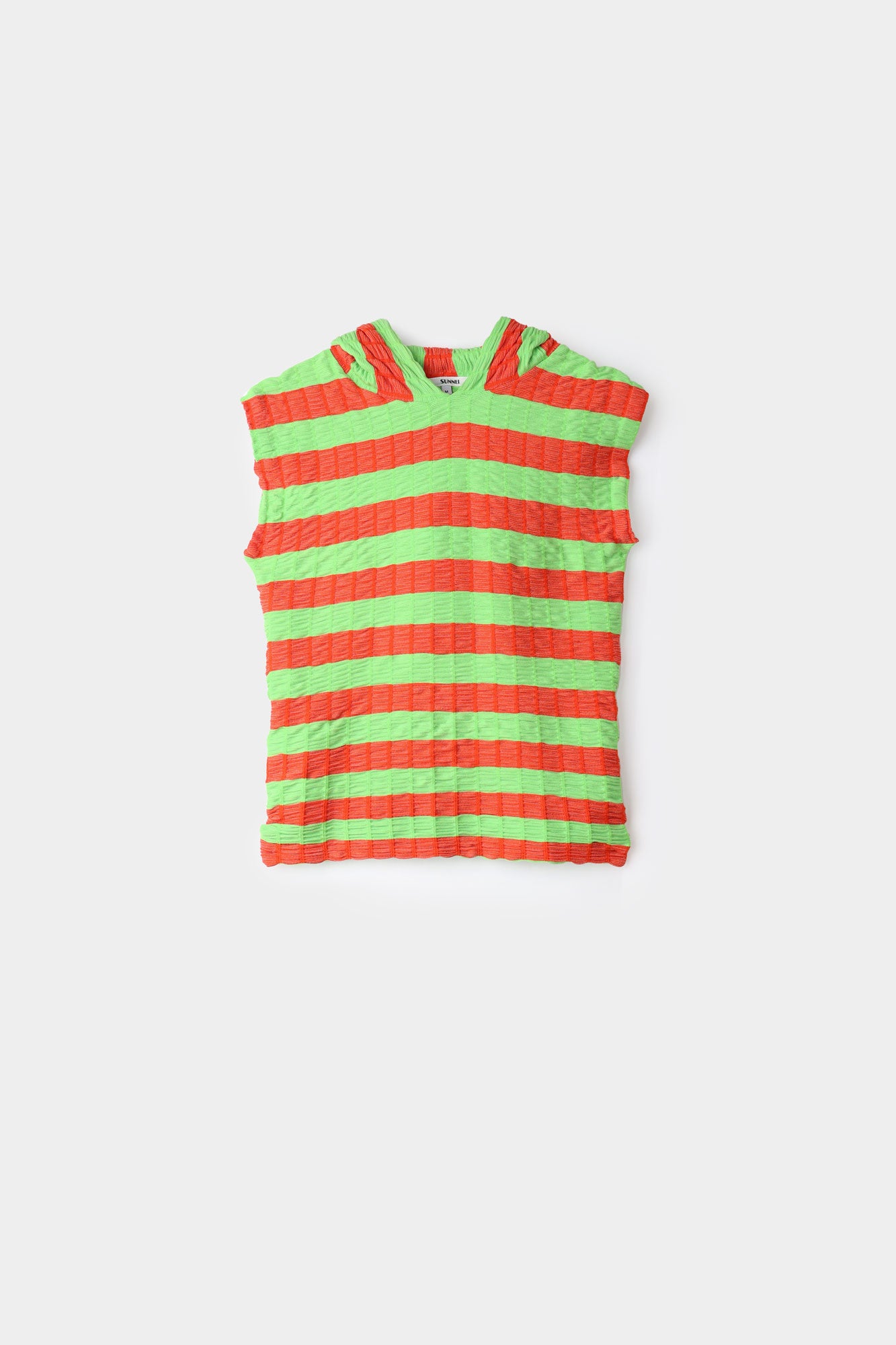 TANK HOODIE / orange & green stripes