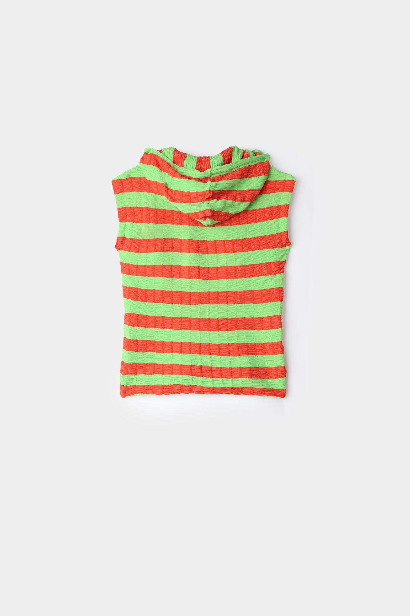 TANK HOODIE / orange & green stripes