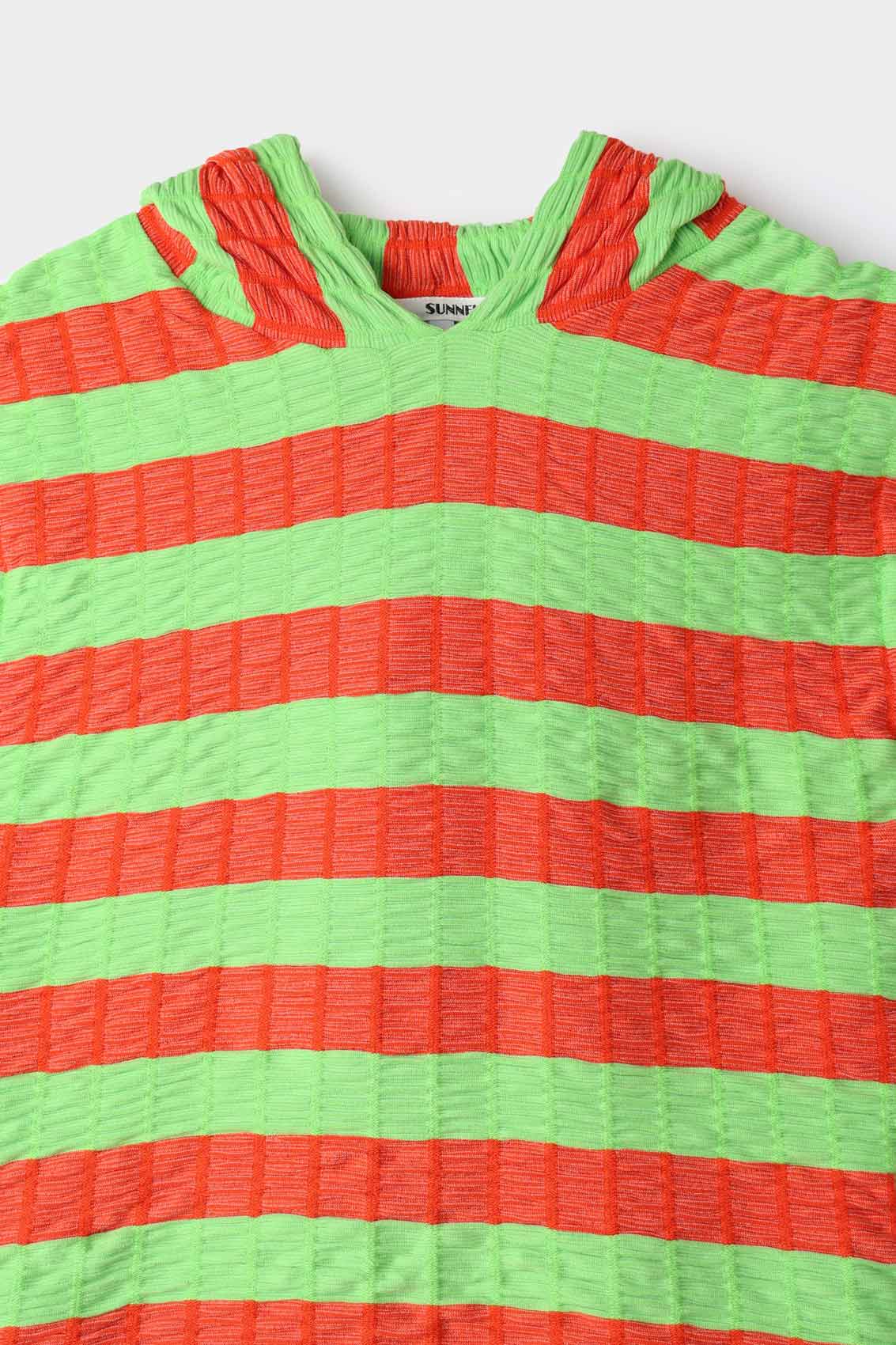 TANK HOODIE / orange & green stripes