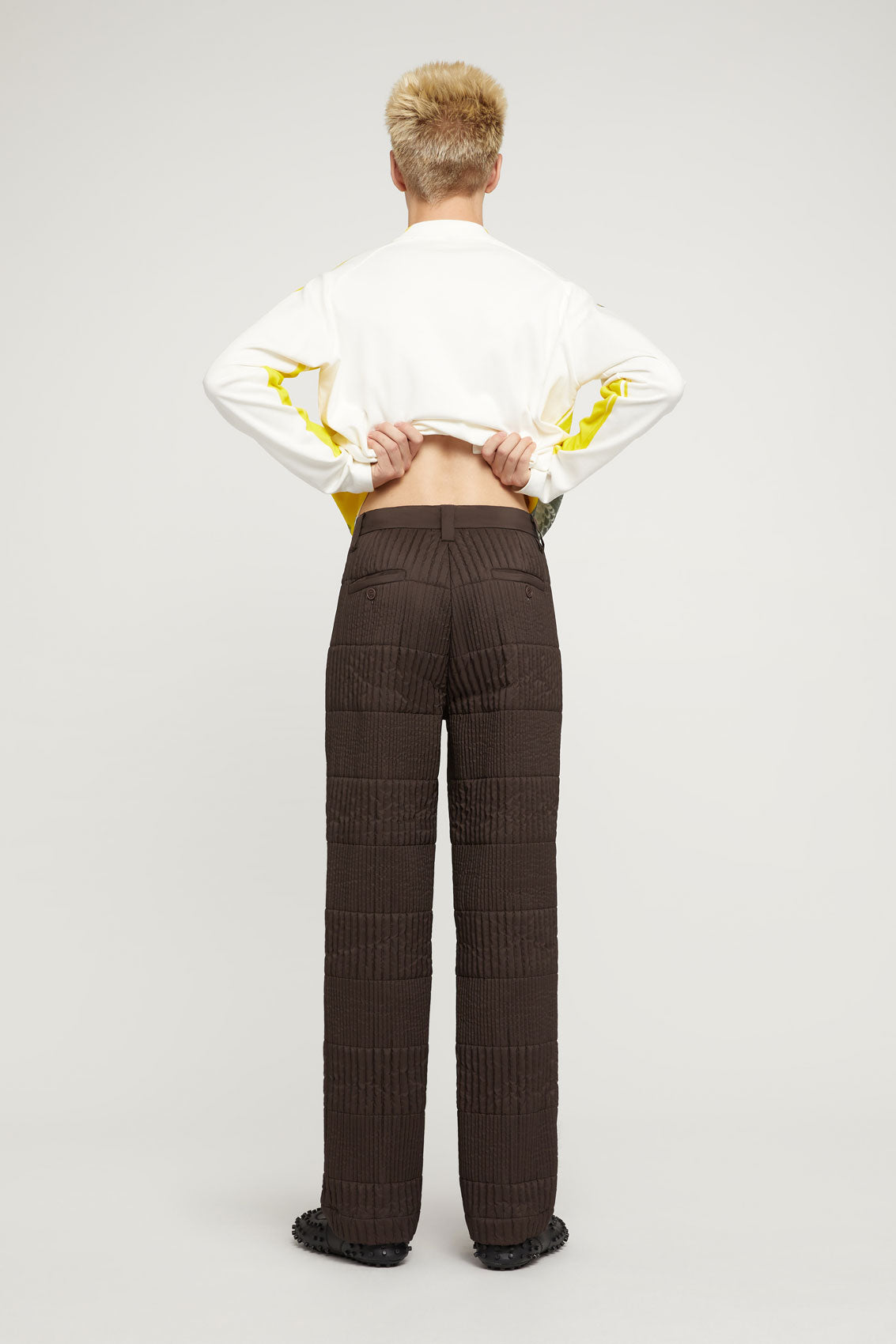 DARK BROWN QUILTED PANTS
