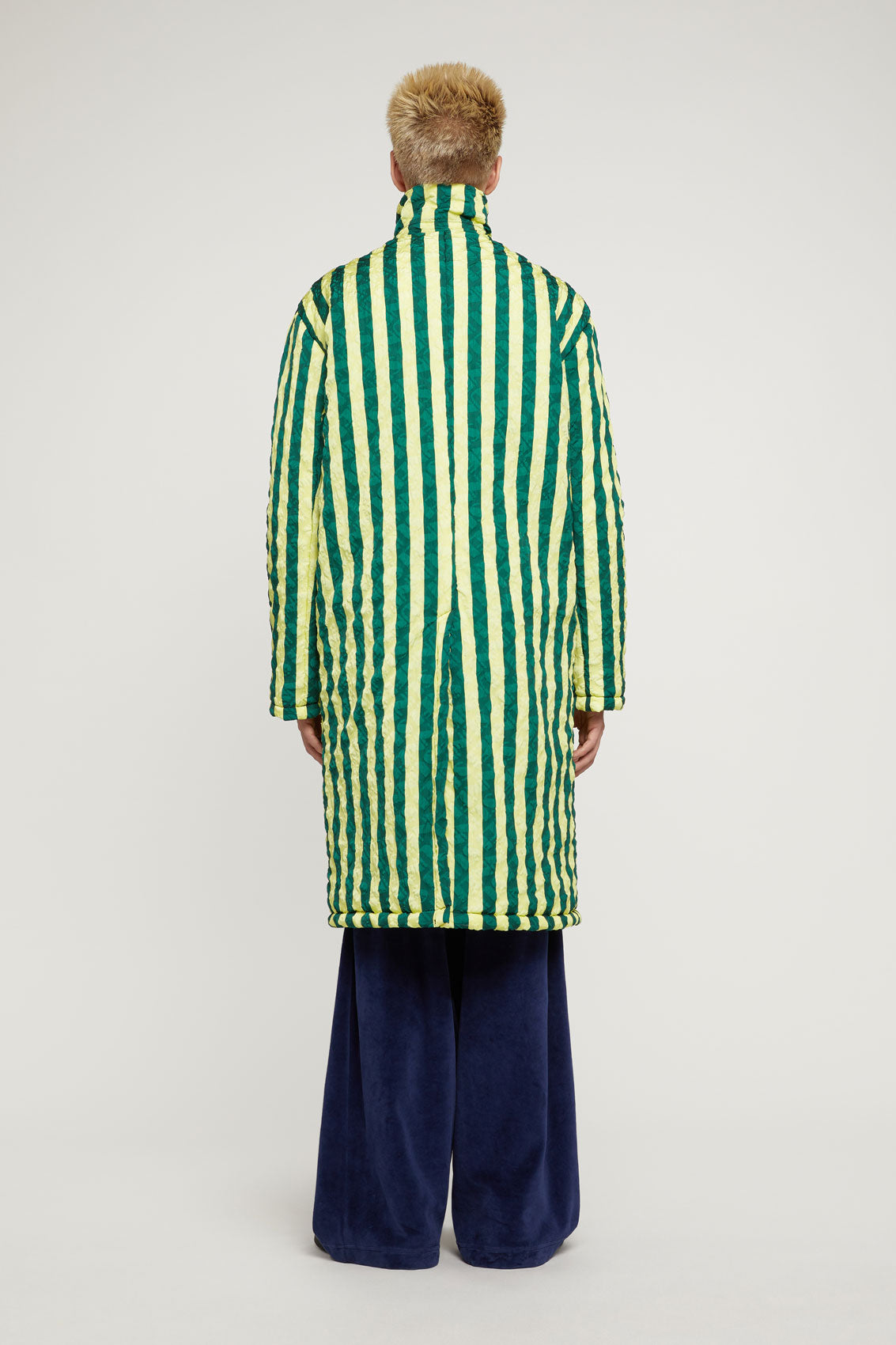 GREEN & YELLOW STRIPED TRENCH COAT