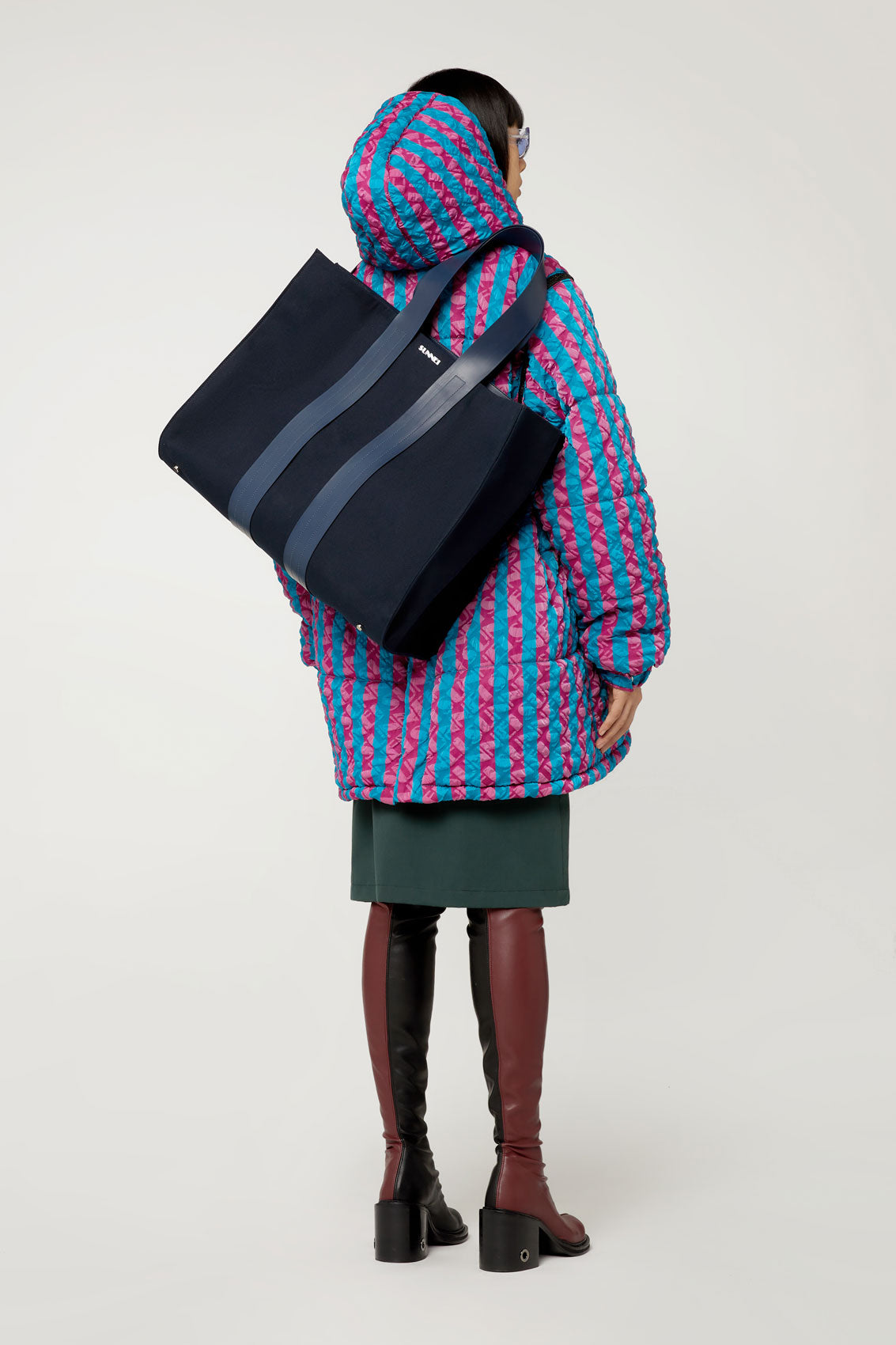 BLUE & PURPLE STRIPED PUFFY JACKET