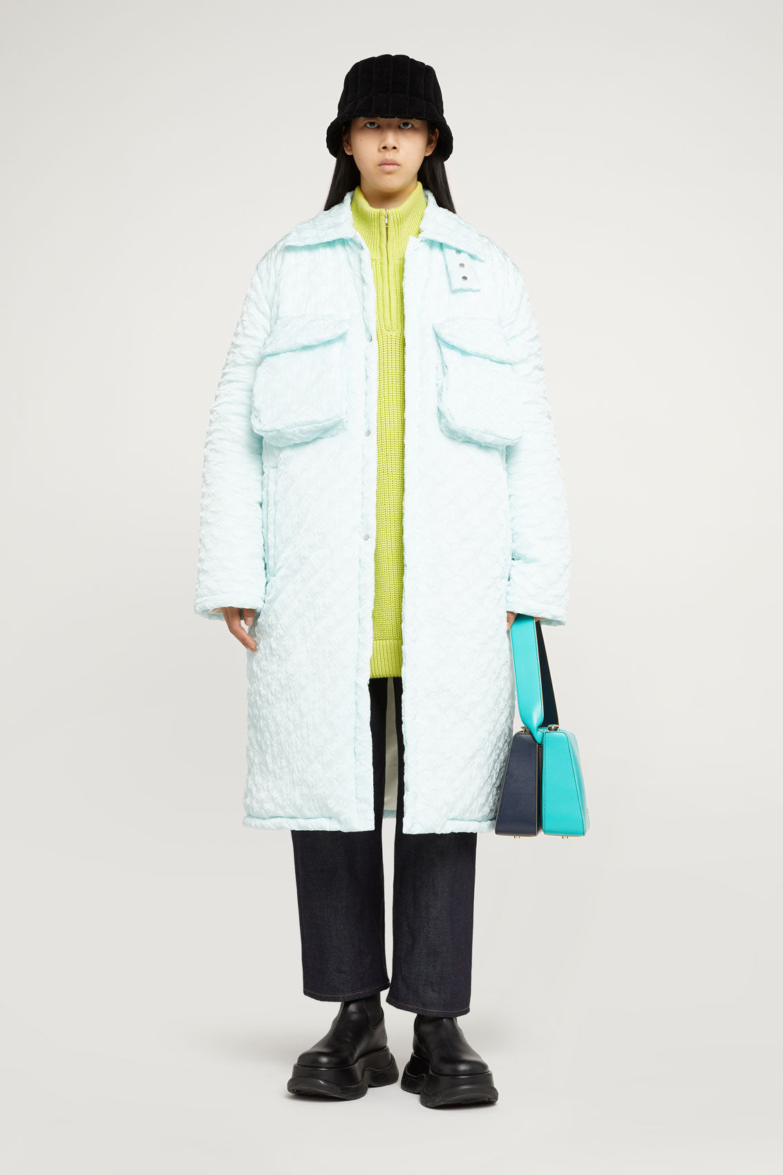 LIGHT BLUE TRENCH COAT