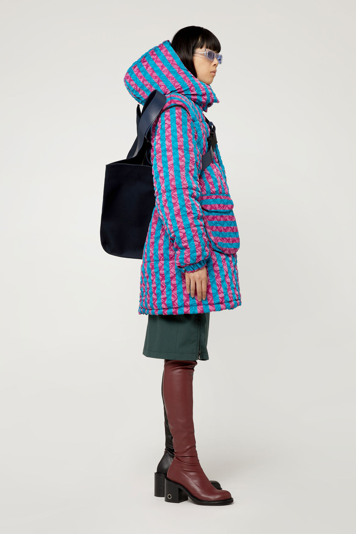 BLUE & PURPLE STRIPED PUFFY JACKET