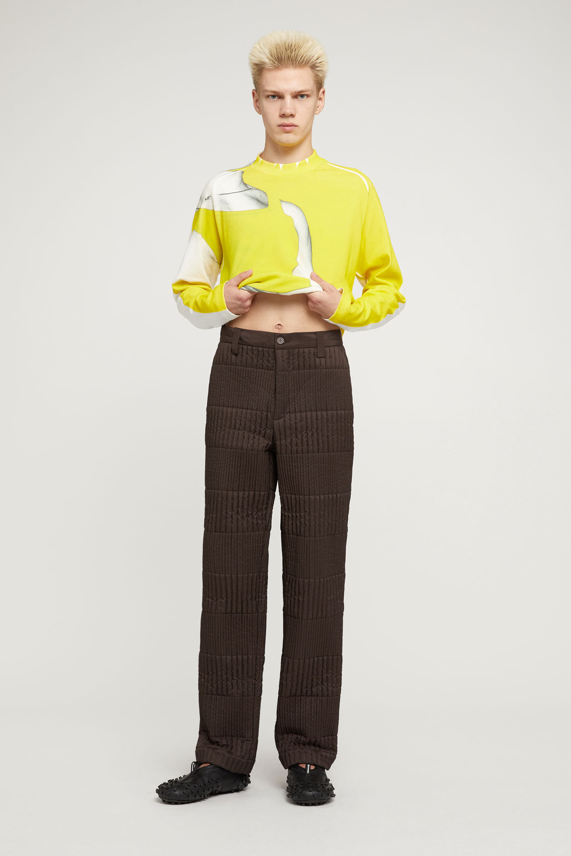 DARK BROWN QUILTED PANTS